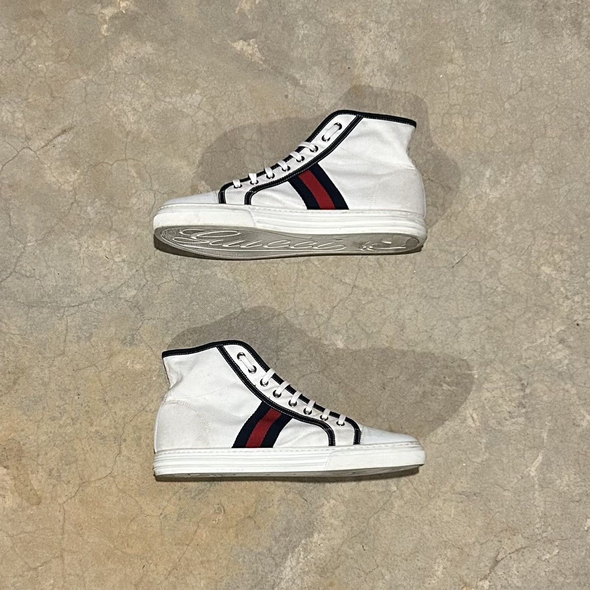Designer × Gucci Gucci Canvas Signature Web High Top Shoes US 9 Size US 9 / EU 42 - 4 Thumbnail