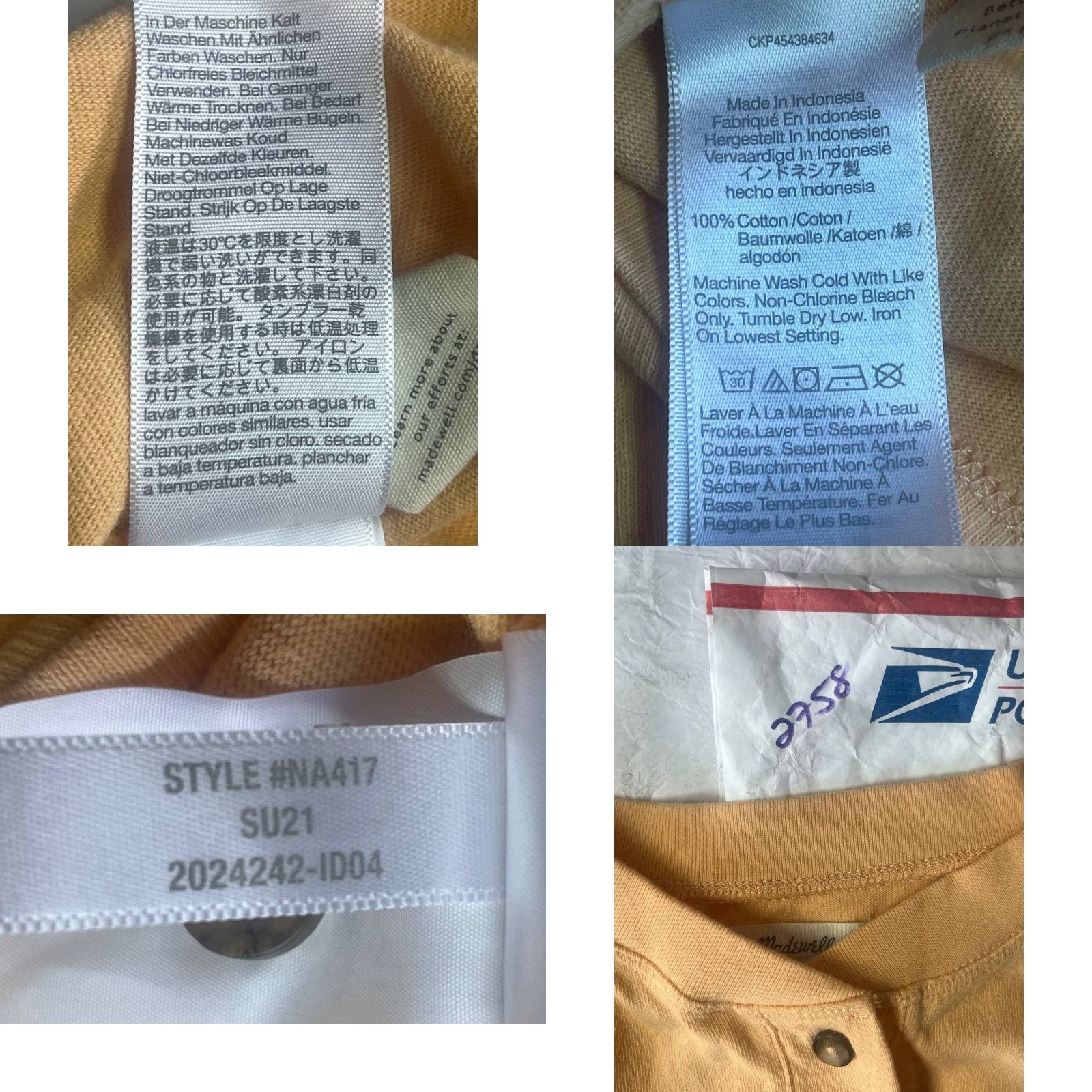 Madewell Madewell Shirt Women's Tee Cropped Regular Short Sleeve Yellow Henley Button Cotton T-Shirt All Seasons Fall Spring Summer Size Small Boys? Size S / US 4 / IT 40 - 8 Thumbnail