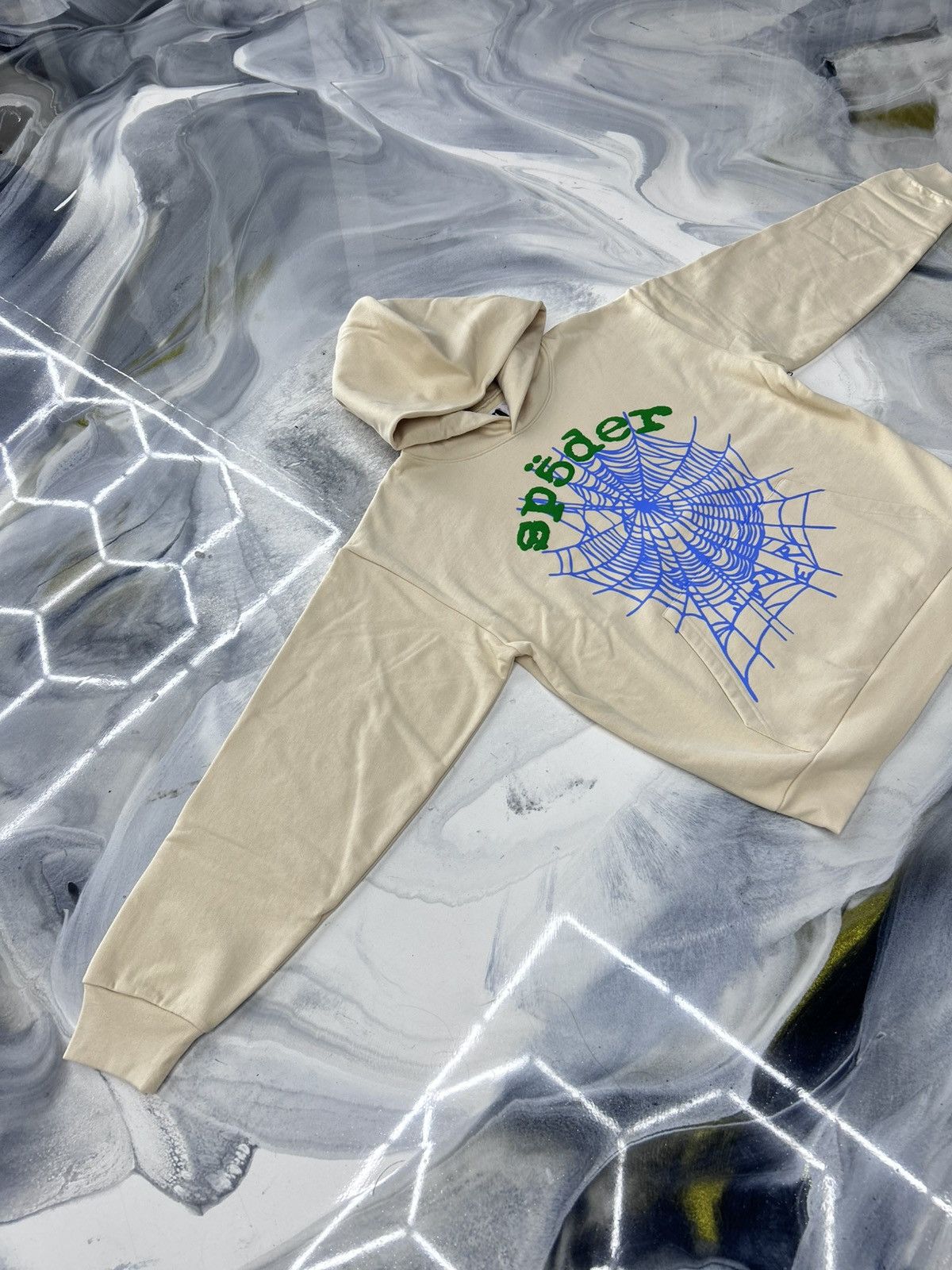 Sp5der Sp5der Web V2 Hoodie Cream Green Blue Size M Size US M / EU 48-50 / 2 - 6 Thumbnail