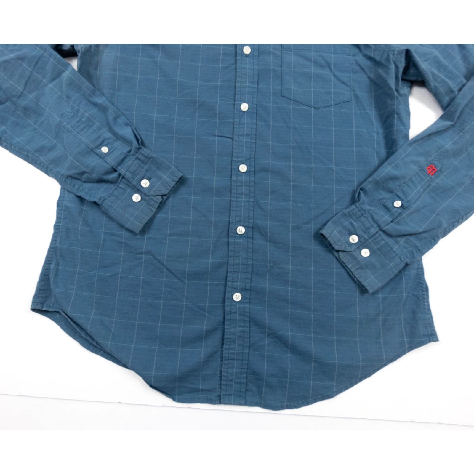 Vintage Betabrand Men's Long Sleeve Button-Up Shirt Large Blue Preppy Casual Size US L / EU 52-54 / 3 - 3 Thumbnail