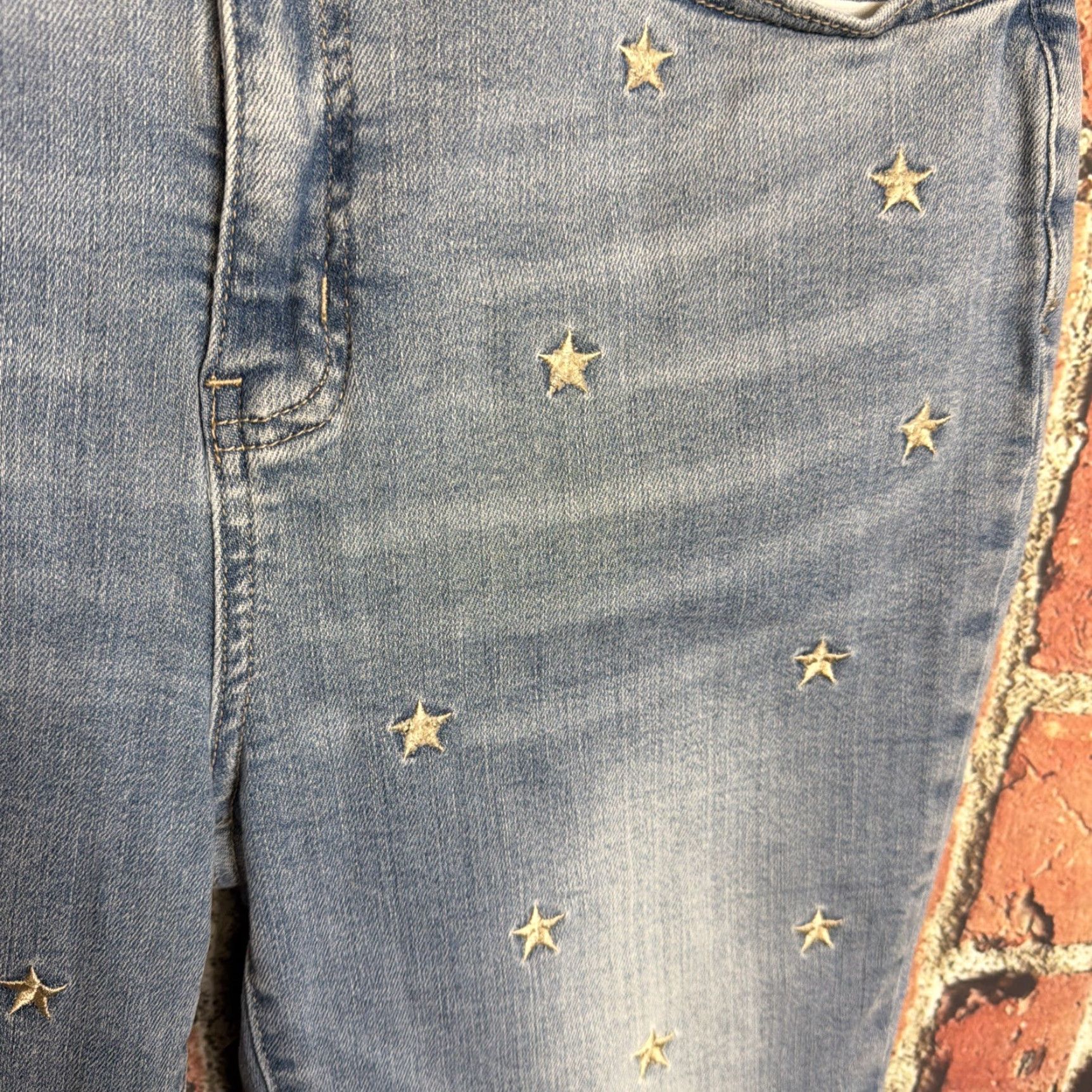 Denime Judy Blue Jeans Skinny High-Rise Star Embroidered Denim 32 Regular Women's Blue Star Pattern 88264 Size 28" / US 6 / IT 42 - 3 Thumbnail