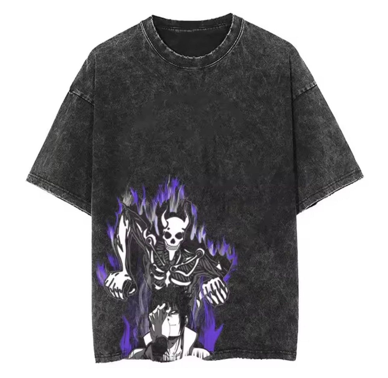 Japanese Brand Dark Aesthetic Graphic T-Shirt – Skeleton & Flame Design Size US XXL / EU 58 / 5 - 1 Thumbnail