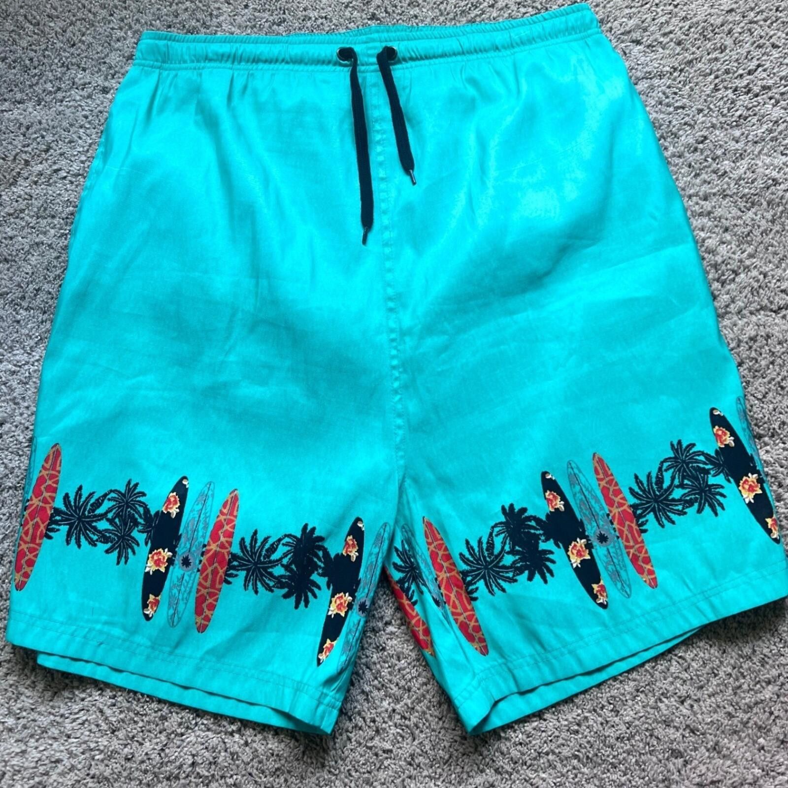 Other Woodlake Sport Mens Teal Surfboard Print Swim Trunks Size L Size US 34 / EU 50 - 1 Thumbnail