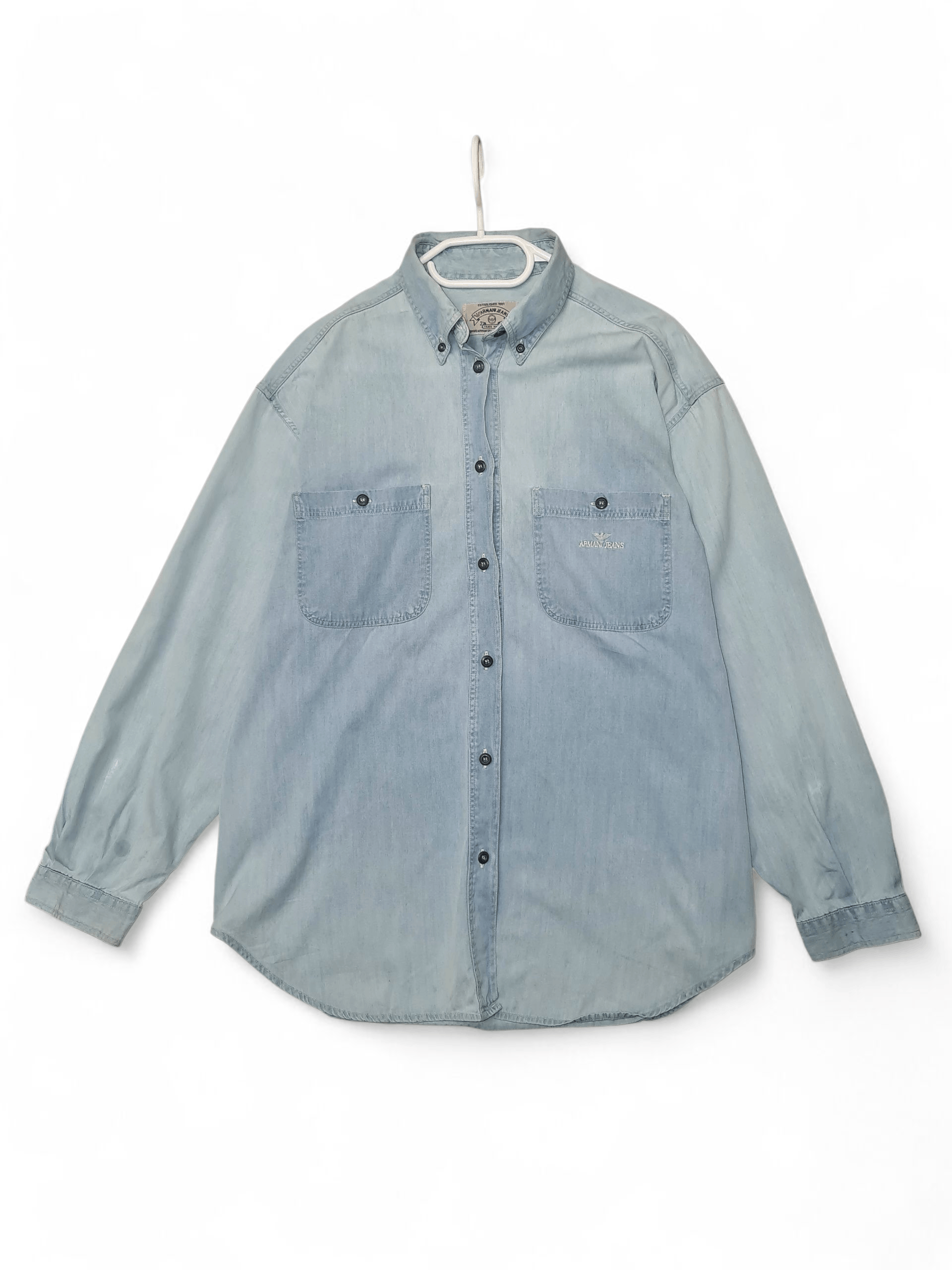 Armani Armani 90s Vintage Y2K Blue Shirt tee Size US L / EU 52-54 / 3 - 1 Thumbnail