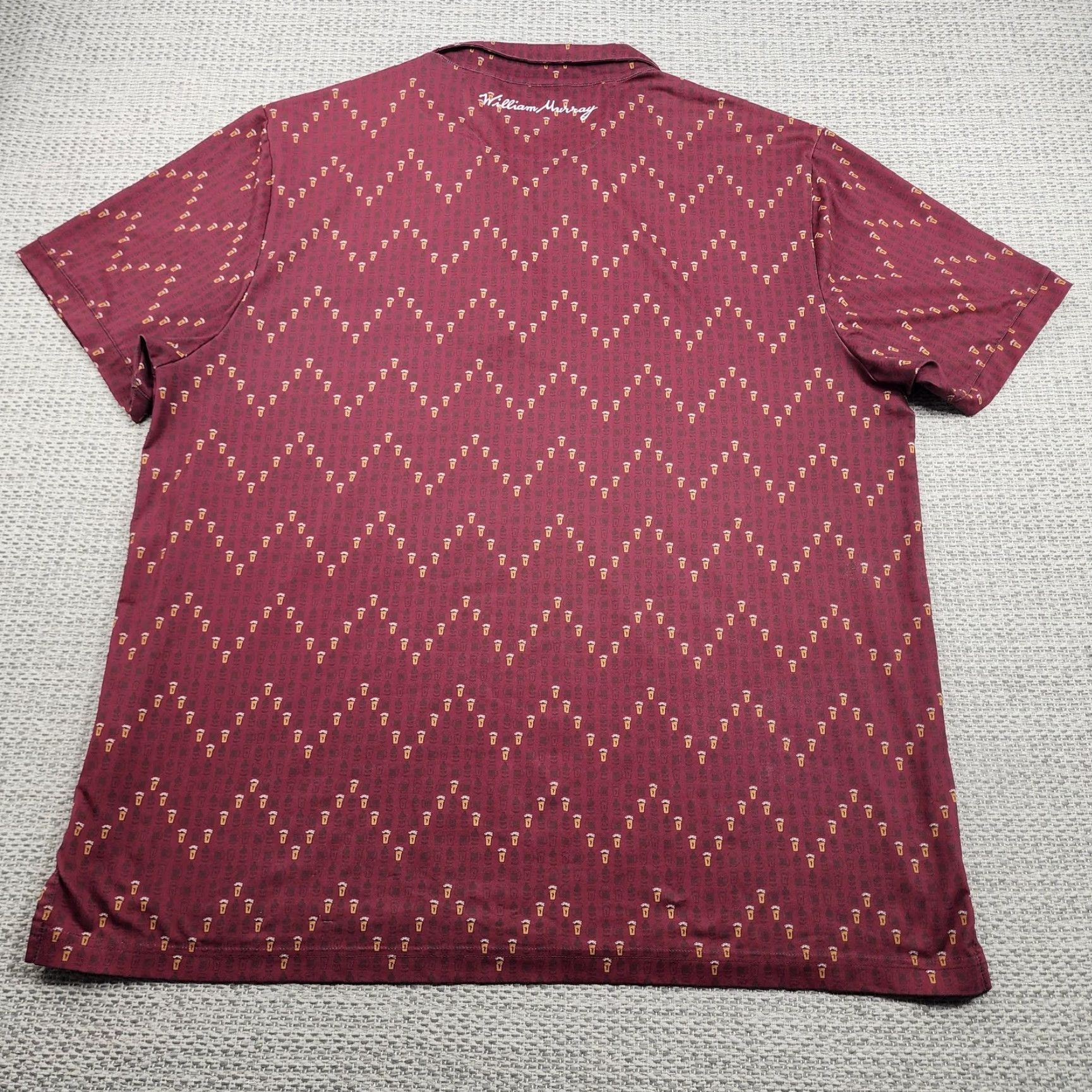 Vintage William Murray Polo Shirt Mens 2XL Burgundy Beer Pint Print Golf Performance Shirt Polo Mens 2XL Size US XXL / EU 58 / 5 - 6 Thumbnail