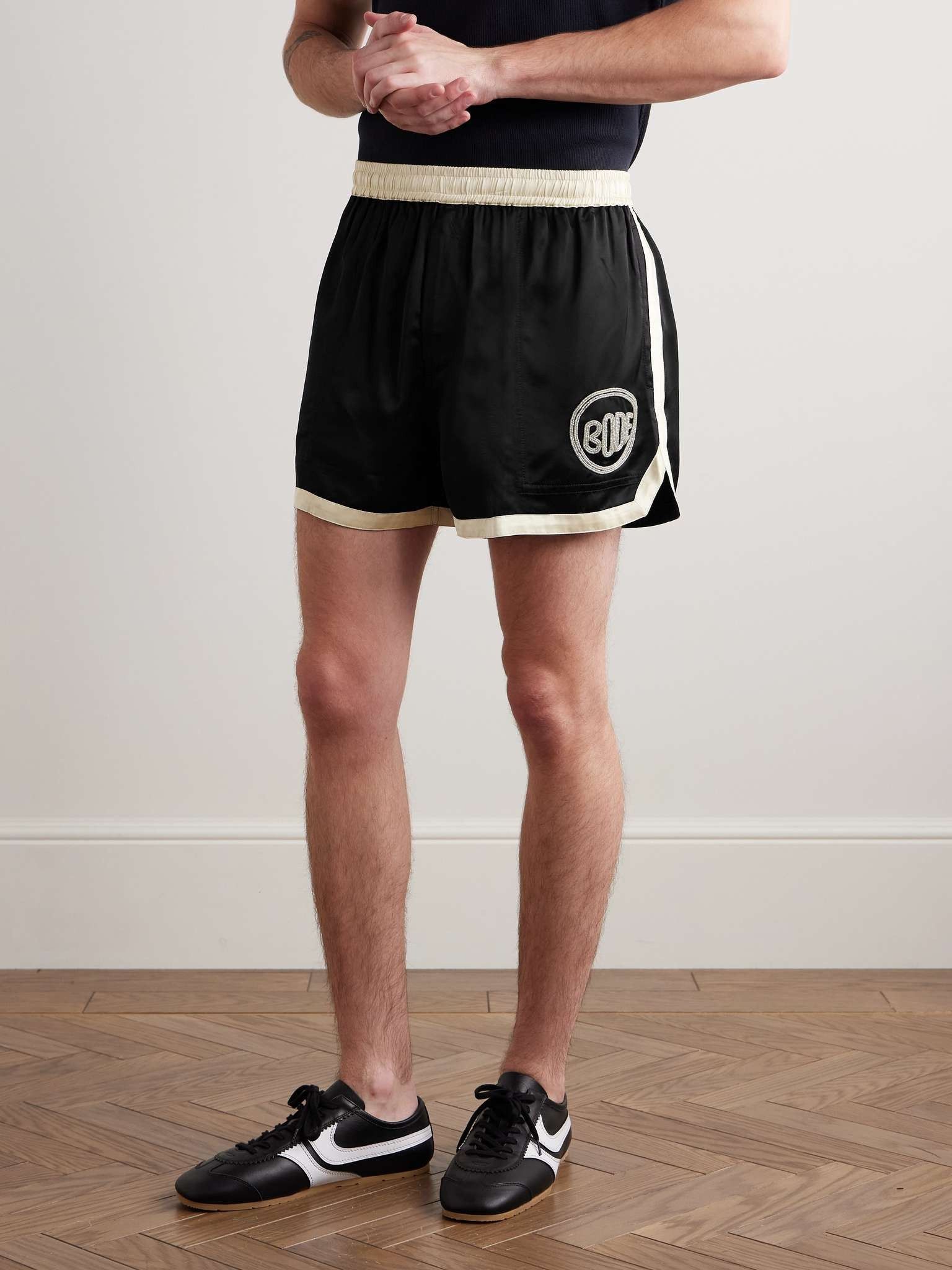 Bode 495USD Straight-Leg Bead-Embellished Satin Shorts Size US 34 / EU 50 - 3 Thumbnail