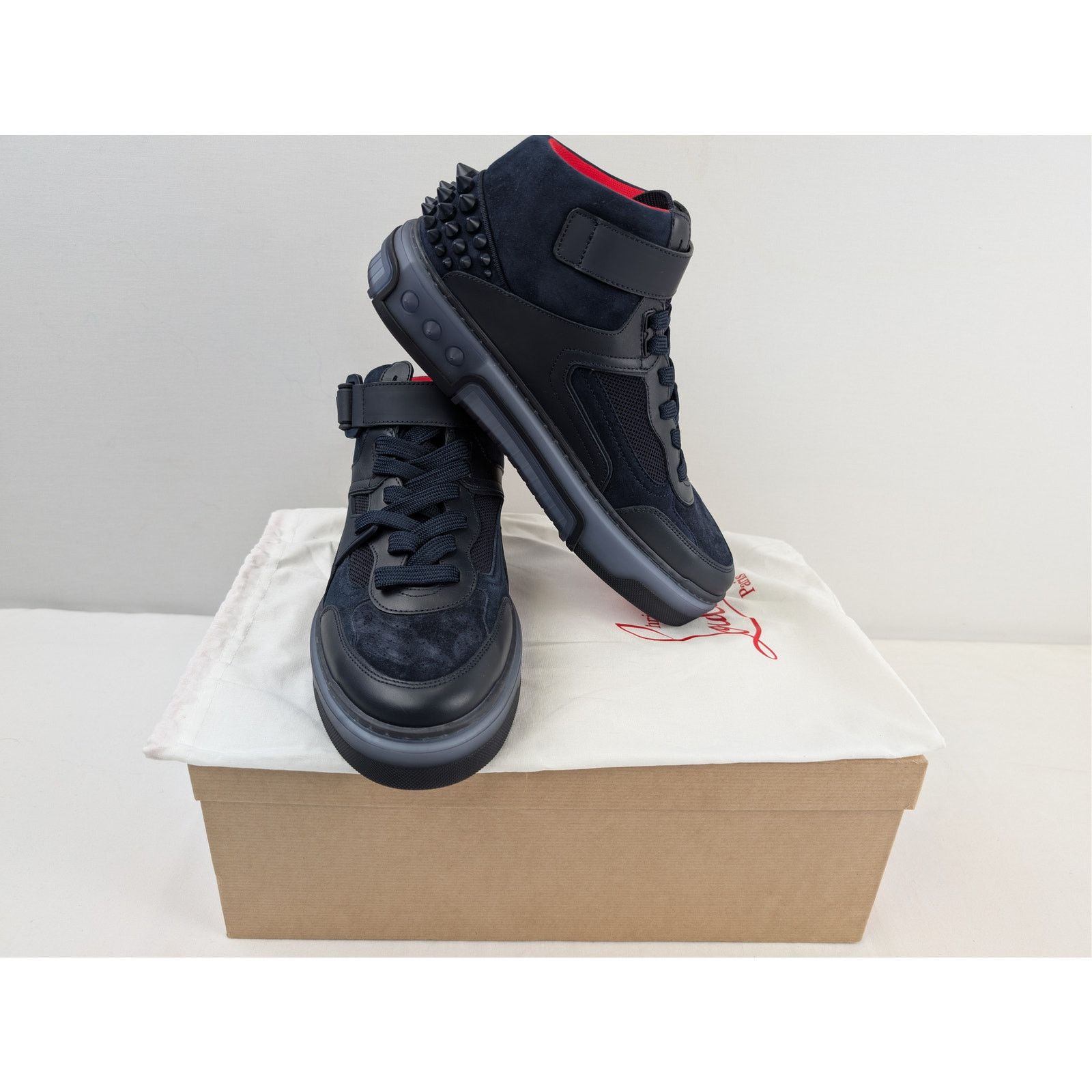Christian Louboutin o1rshd1 Astroloubi Mid Flat Sneakers in Marine Blue 45 Size US 12 / EU 45 - 18 Thumbnail