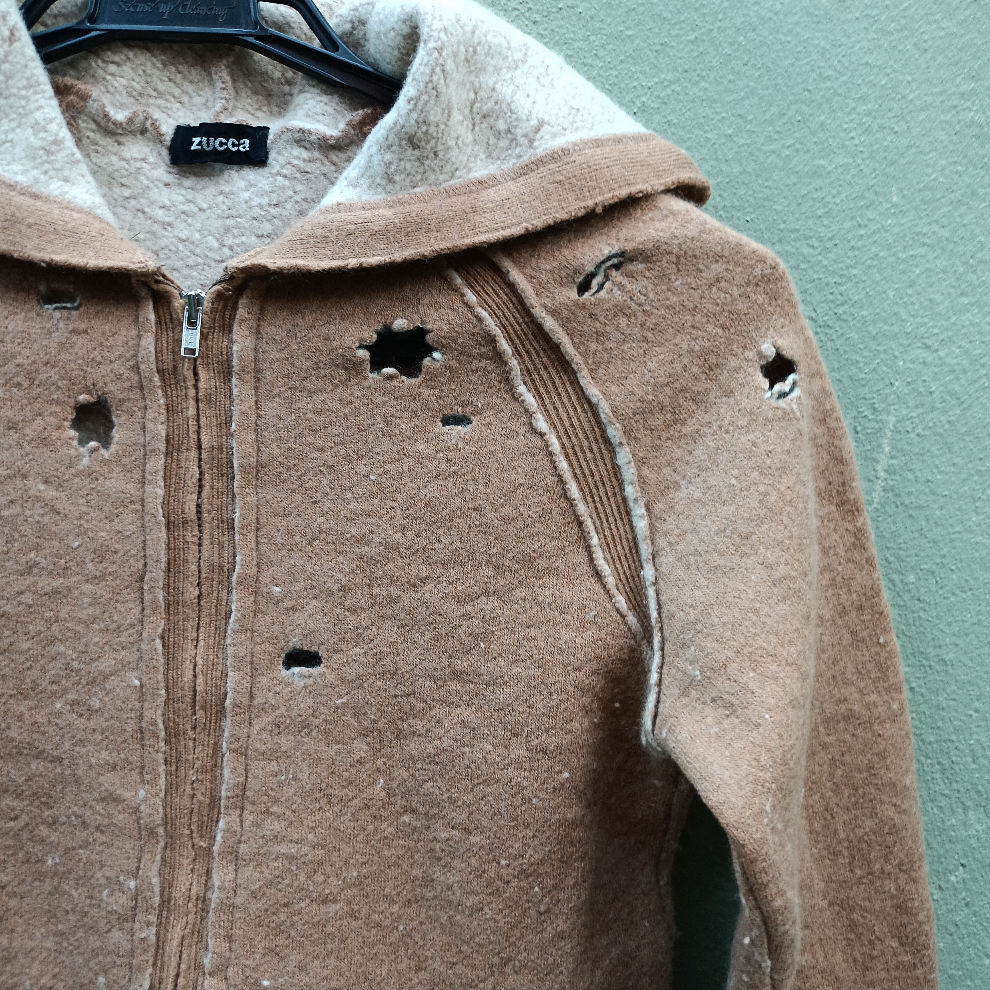 Zucca Zucca Distressed Zip-Up Hoodie jacket Size S / US 4 / IT 40 - 3 Thumbnail