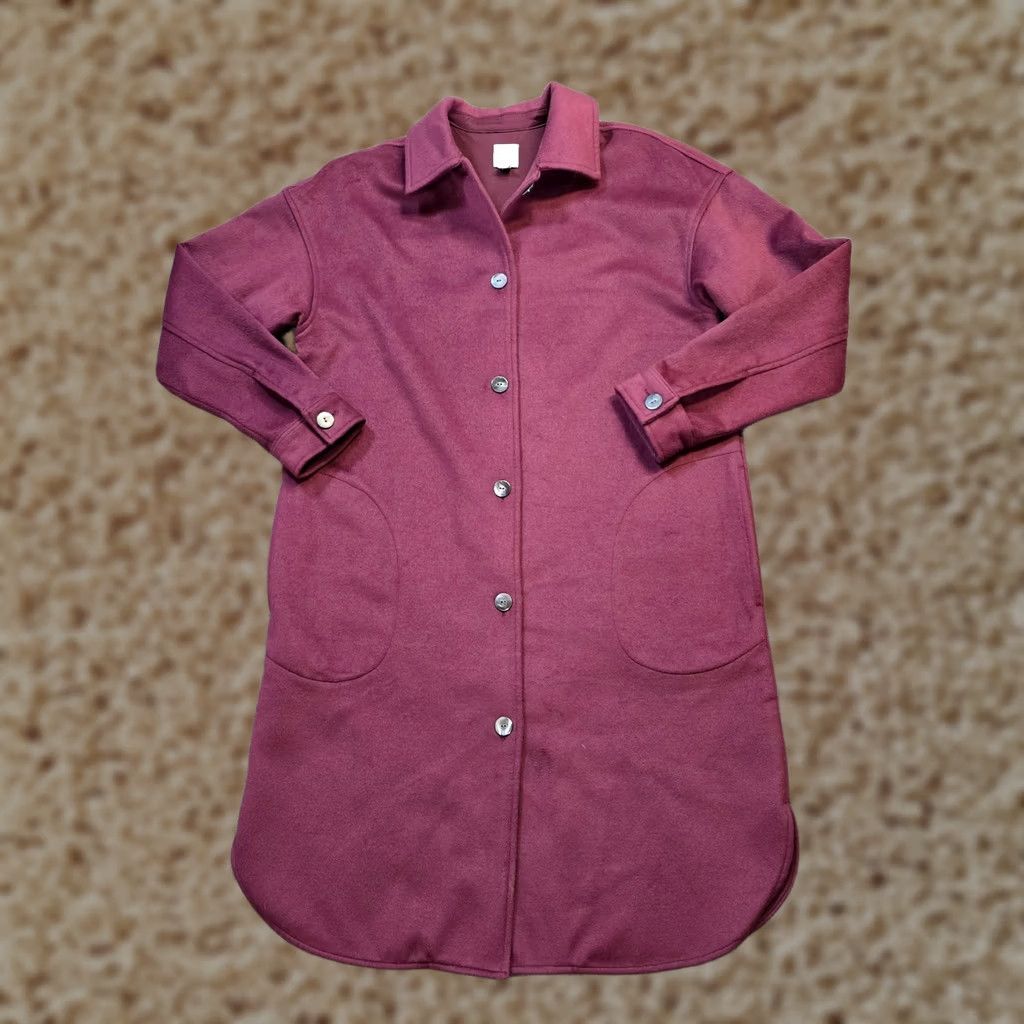 J. Jill J. Jill Womens Size S Red Burgundy Micro Fleece Button Long Capsule Size S / US 4 / IT 40 - 1 Thumbnail