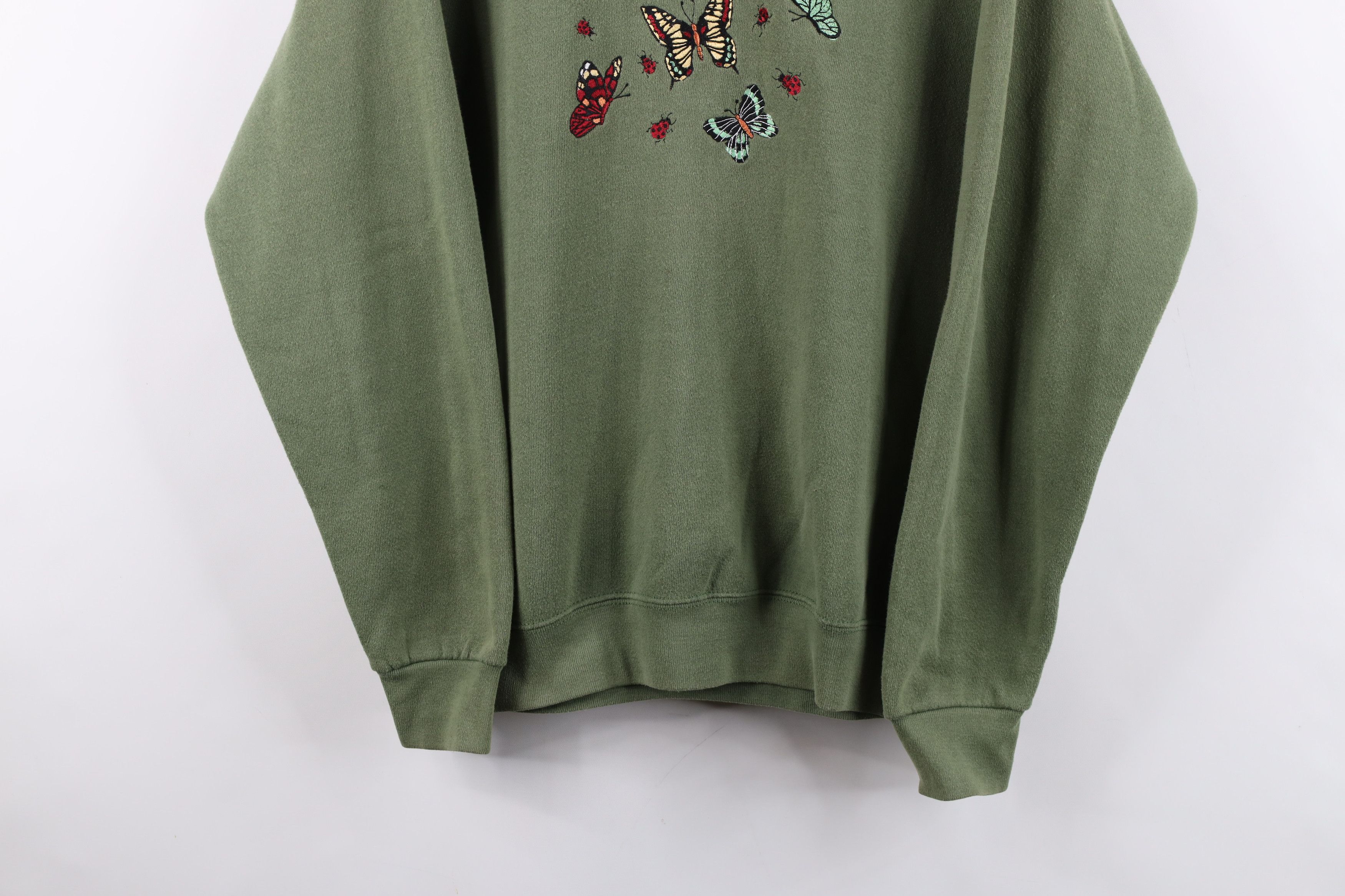 Vintage Vintage 90s Streetwear Nature Butterfly Sweatshirt Green USA Size M / US 6-8 / IT 42-44 - 3 Thumbnail