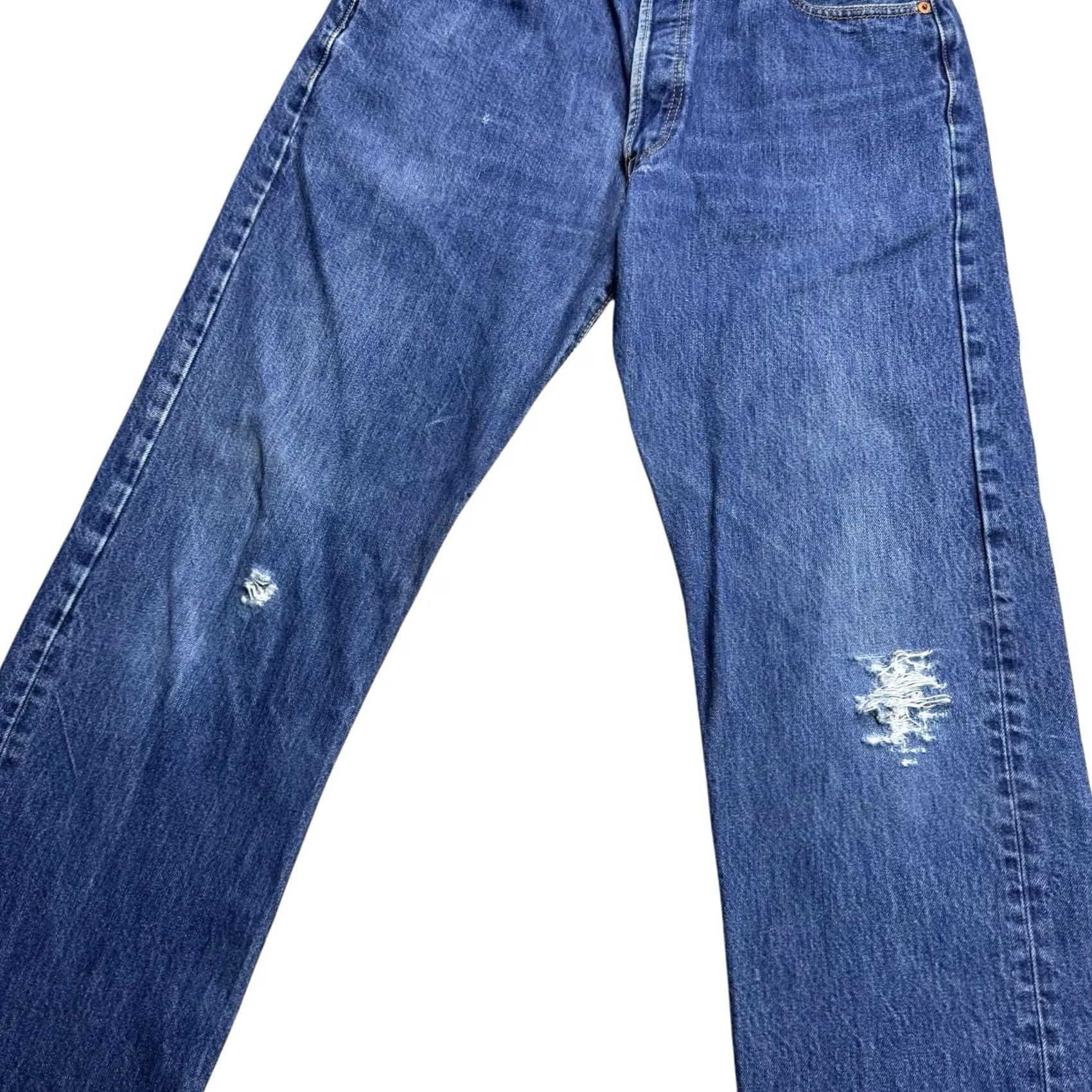 Levi's VINTAGE Levi's 501XX Jeans Men's 36x34 Straight Button Fly Distressed Grunge Blue Denim Five Pocket Jeans Mens Classic Straight Fit Size US 36 / EU 52 - 3 Thumbnail