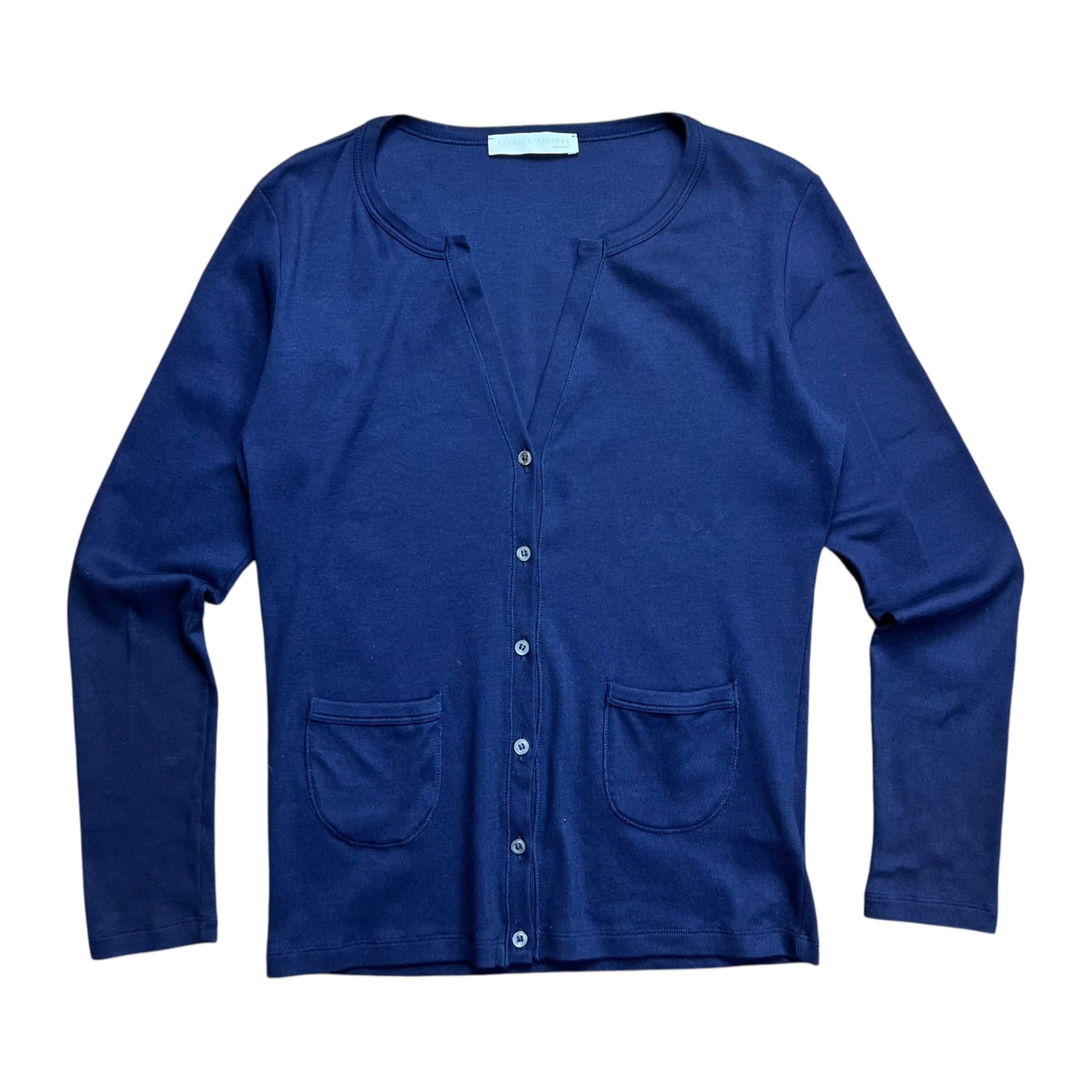 Fabiana Filippi Fabiana Filippi Navy Button-up Cardigan - L Size L / US 10 / IT 46 - 1 Thumbnail