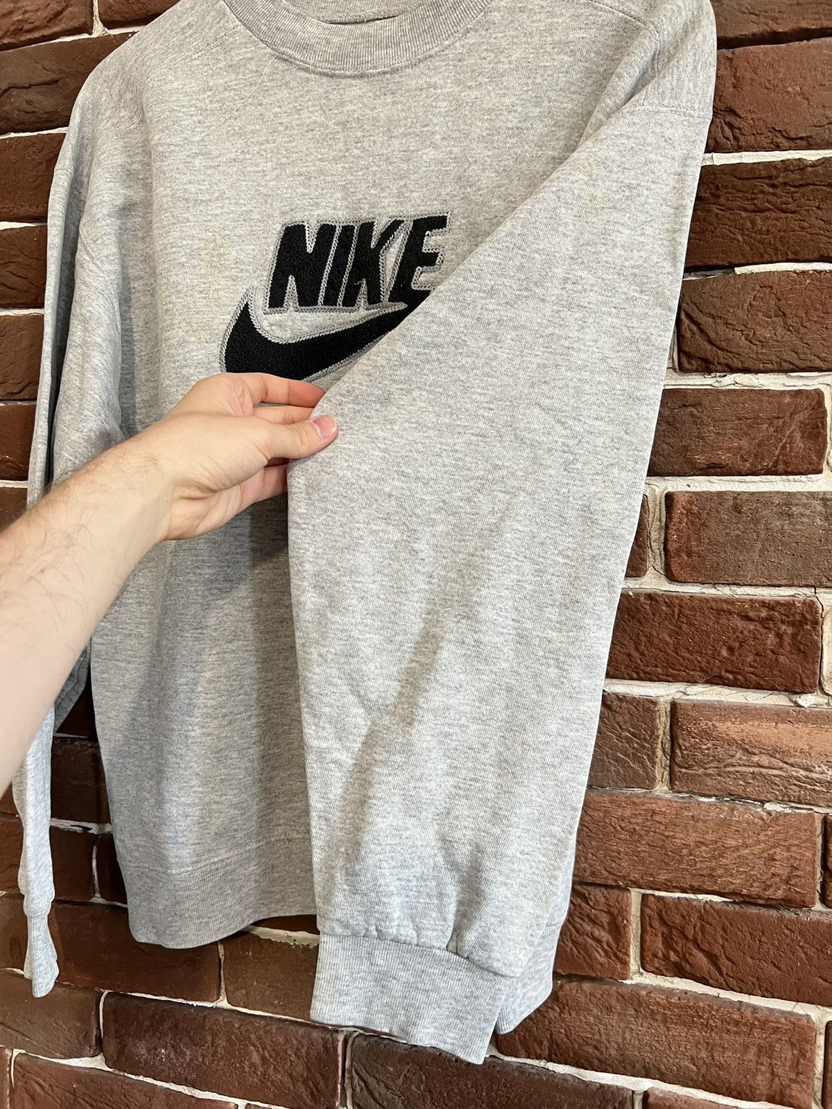 Nike Vintage 90s Nike Big Swoosh Logo Black Tag Sweatshirt S Grey Size US S / EU 44-46 / 1 - 6 Thumbnail