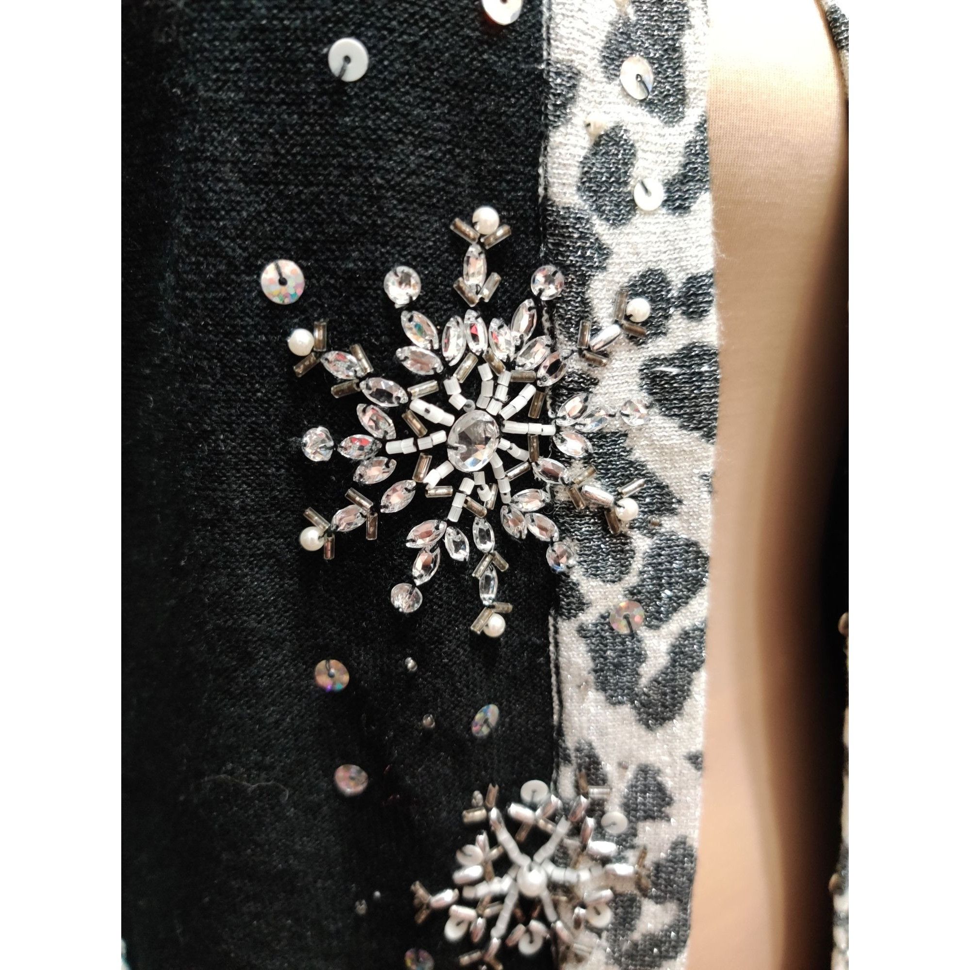 Other Drapers & Damon Size S Beaded Cardigan Black Leopard Trim Se Size S / US 4 / IT 40 - 6 Thumbnail