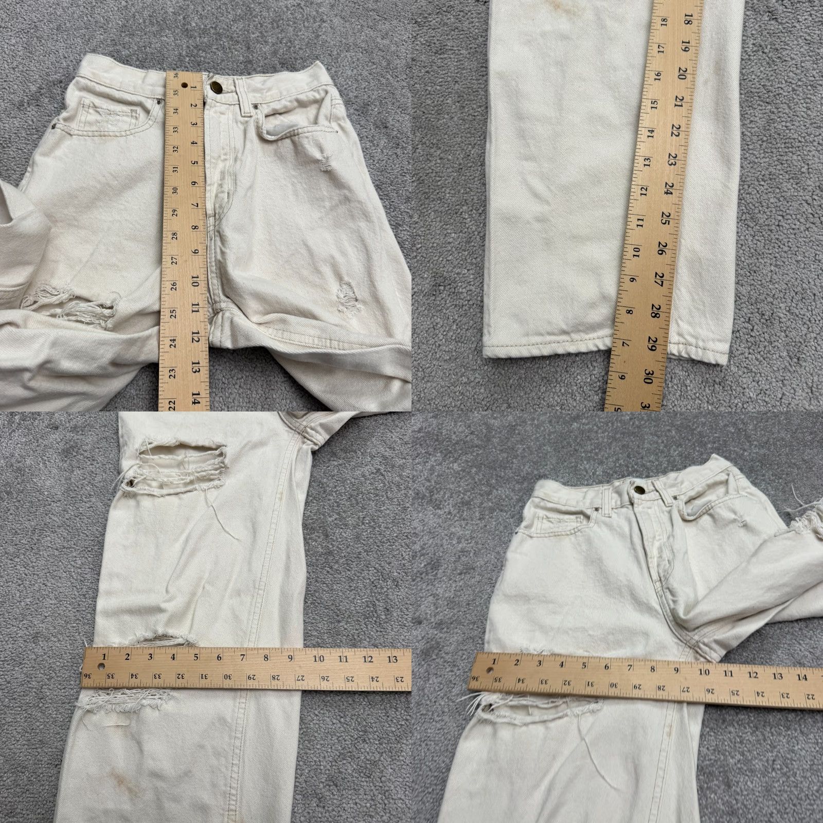 Urban Outfitters BDG Urban Outfitters Jeans Baggy High Rise Denim Womens 26R Cream Beige Distressed 5-Pocket Regular Jeans Mens Womens Size 26" / US 2 / IT 38 - 10 Thumbnail