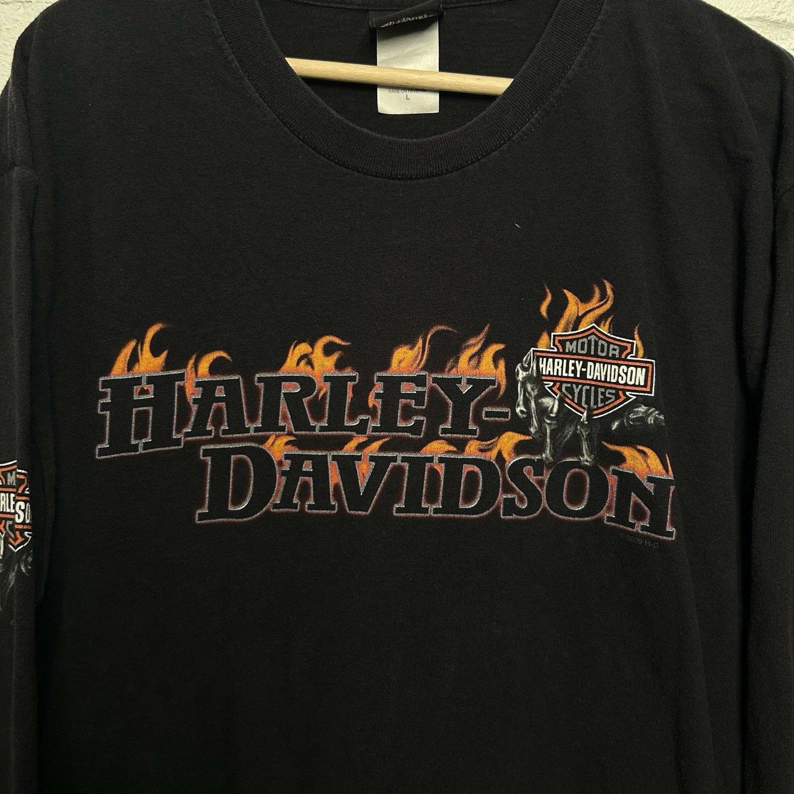 Harley Davidson Y2K Harley Davidson Black Fire Skeleton Flames Long-Sleeve Size US L / EU 52-54 / 3 - 3 Thumbnail