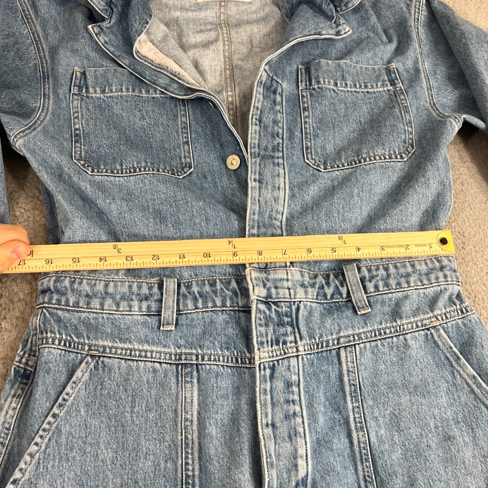Citizens Of Humanity Citizens of Humanity Jumpsuit One-Piece Denim L Light washed Blue Cotton 100% Relaxed Tapered Pockets Long Sleeve Button Cuffed Elastic Waist Size 36" / US 14 / IT 50 - 7 Thumbnail