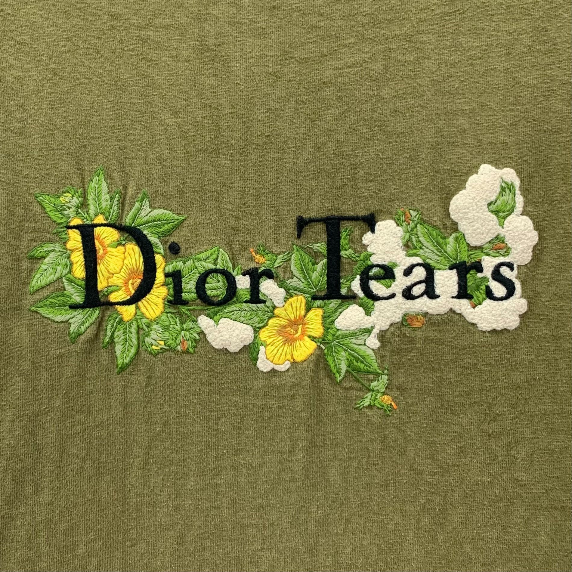 Dior Dior Khaki Green Floral Logo Embroidered Cotton Crewneck T-S Size US XS / EU 42 / 0 - 5 Thumbnail