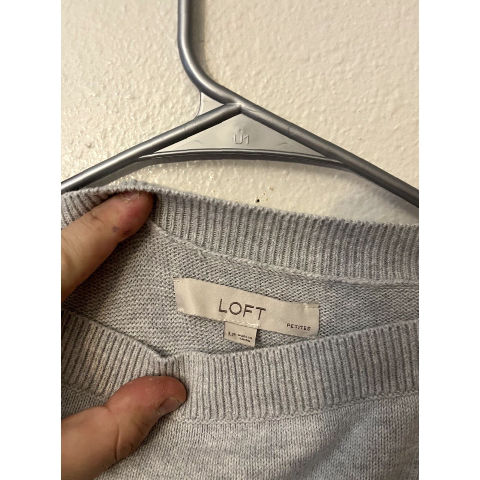 Ann Taylor ANN TAYLOR Loft LP Gray BOW BOAT NECK PULLOVER 3/4 SWEATER French "Con Amore" Size L / US 10 / IT 46 - 2 Thumbnail