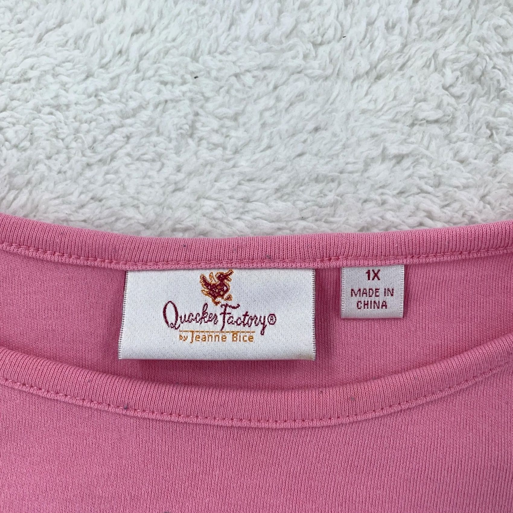 Quacker Factory Quacker Factory T Shirt Pink Be Kind Rhinestone Floral 3/4 Sleeve Womens 1X Regular Fit_TOPS Size XL / US 12-14 / IT 48-50 - 7 Thumbnail