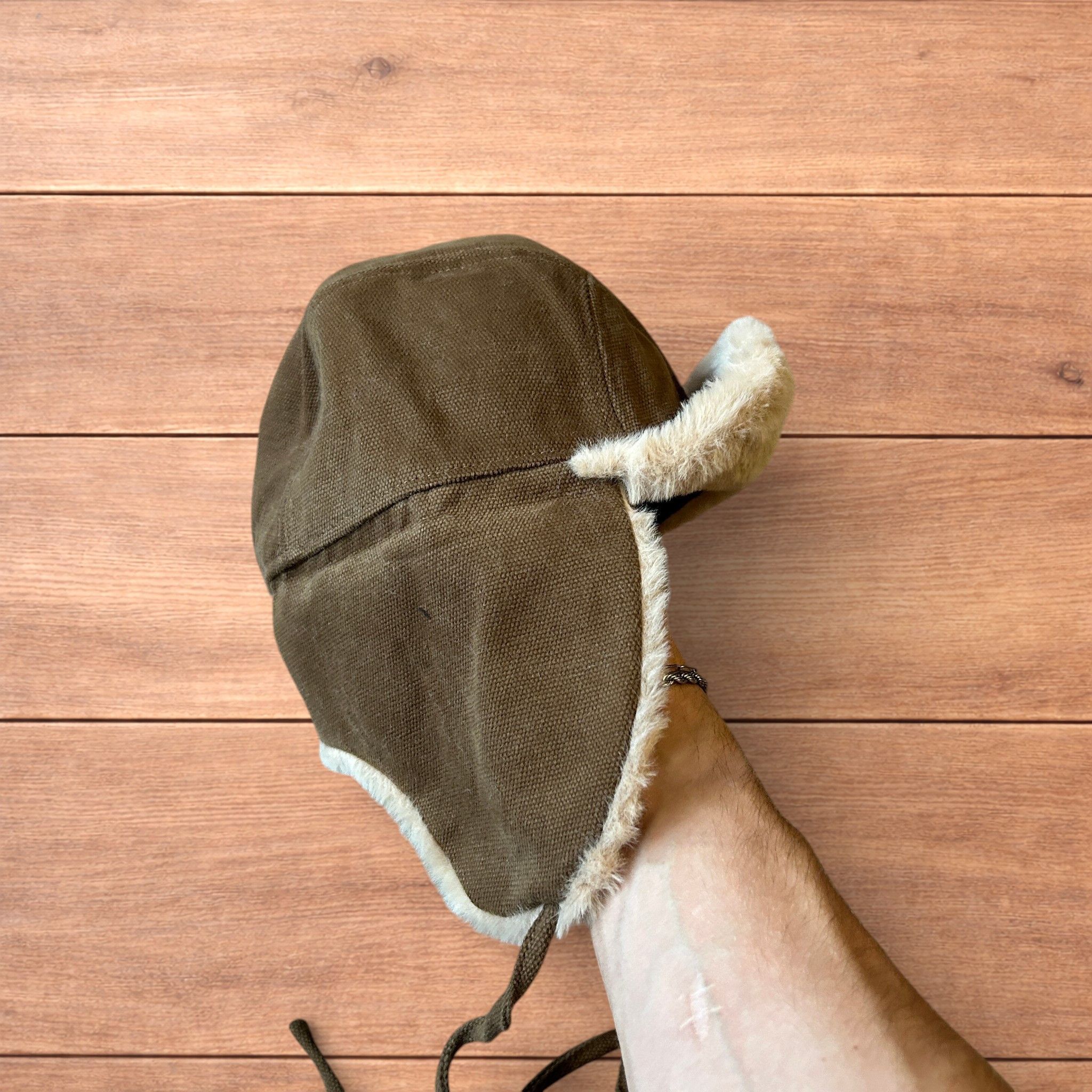 Japanese Brand Russian trapper ear flap hat in brown/beige colour way. Size ONE SIZE - 3 Thumbnail