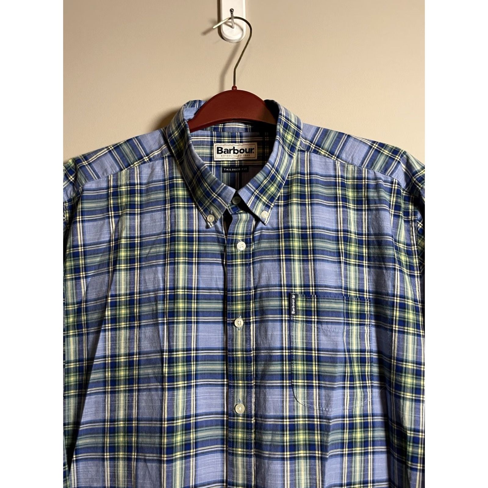 Barbour Barbour Shirt Button-Up 100% Cotton Tailored Fit Blue Plaid XL Men's Button-Down Collar Vintage No Size US XL / EU 56 / 4 - 2 Thumbnail