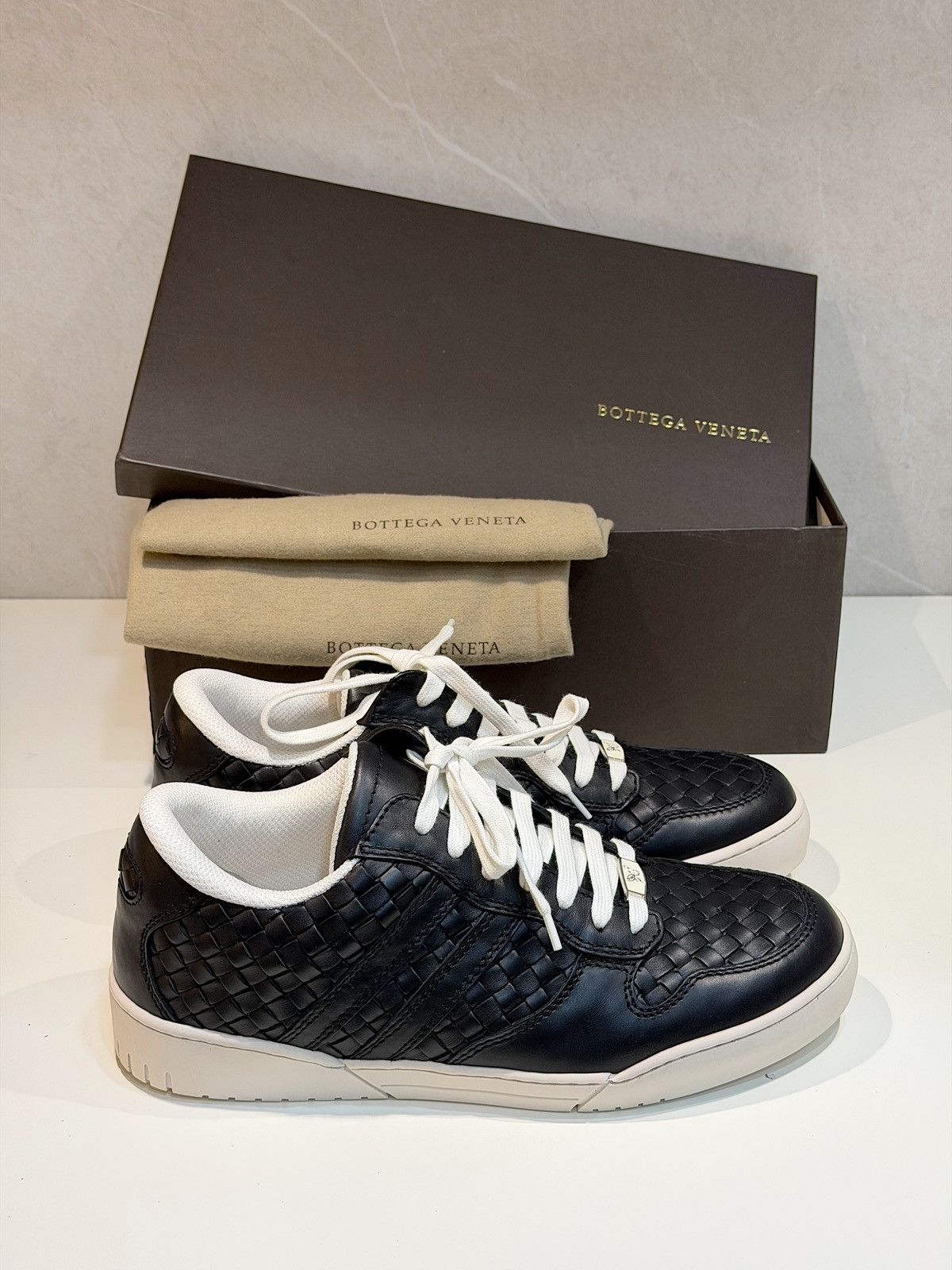 Bottega Veneta BOTTEGA VENETA 2010 Intrecciato Leather Woven Sneakers Black Size US 9 / EU 42 - 5 Thumbnail