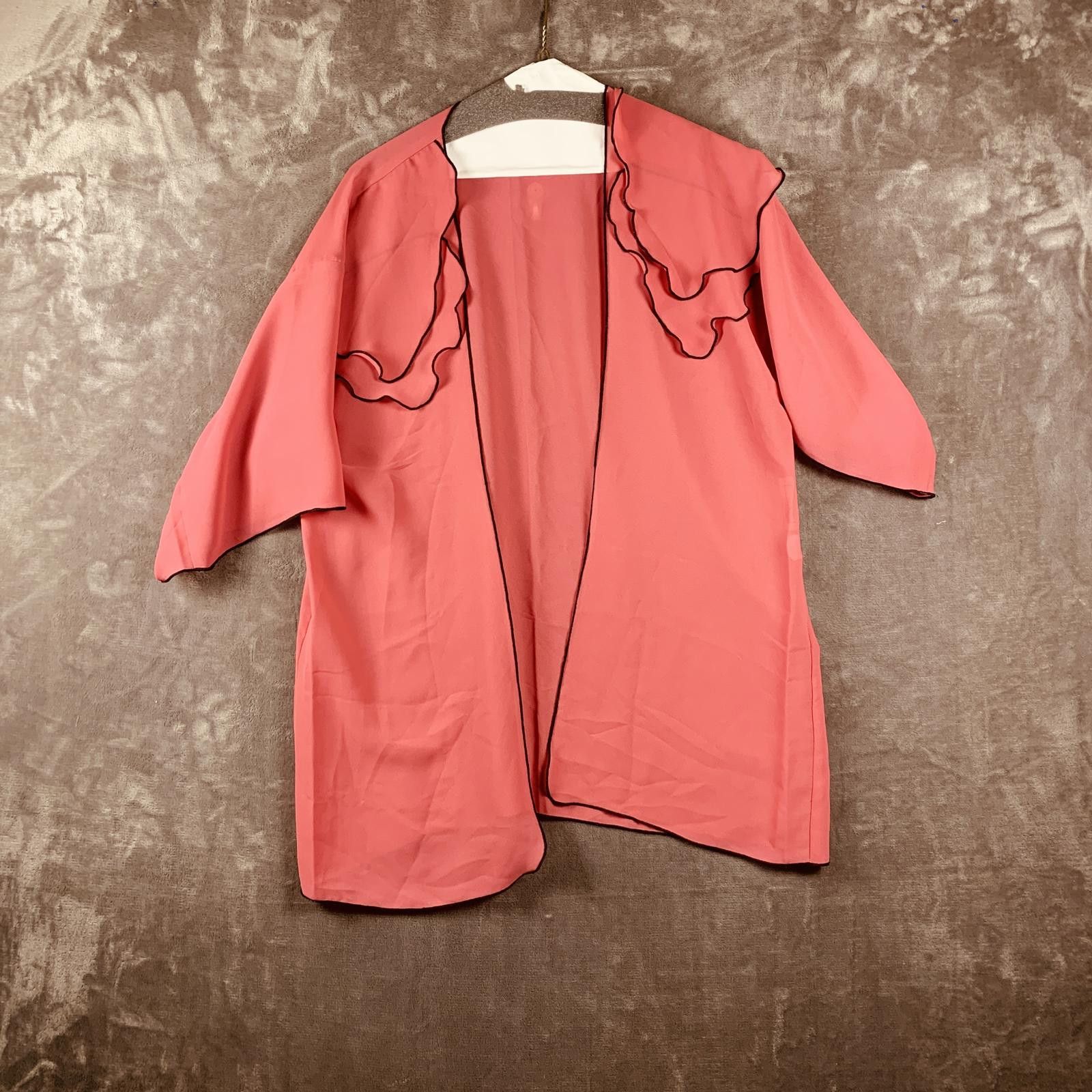 Van Cleef & Arpels Ariel Vintage Womens 80s Open Front SS Chiffon Cardaigan 383 Size S / US 4 / IT 40 - 4 Thumbnail
