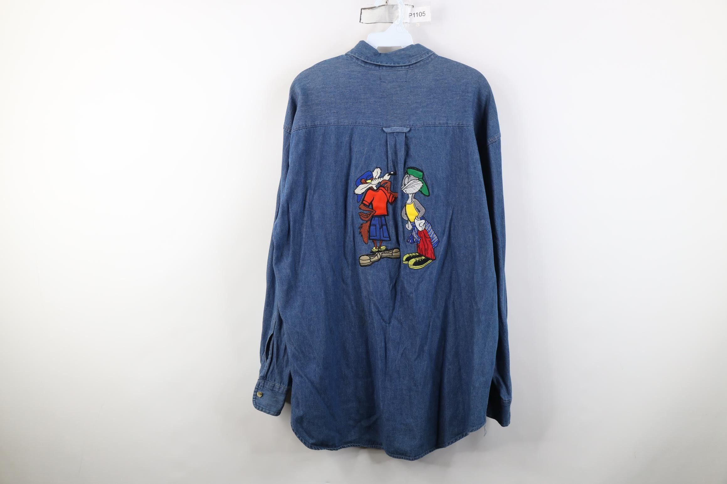 Vintage Vintage 90s Looney Tunes Hip Hop Wile E Bugs Bunny Shirt Size US M / EU 48-50 / 2 - 1 Thumbnail