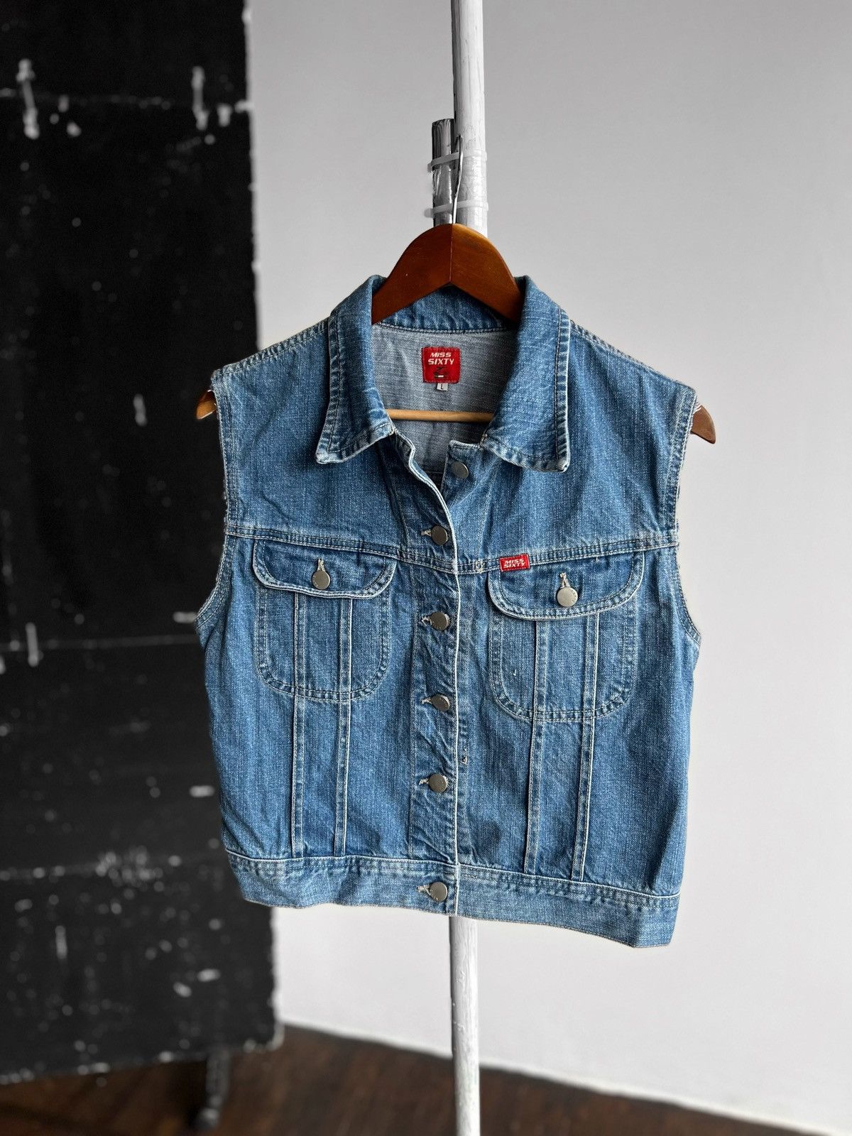 Miss Sixty × Vintage Miss Sixty Womens Vintage Y2K Blue Denim Jean Vest Size S / US 4 / IT 40 - 1 Thumbnail