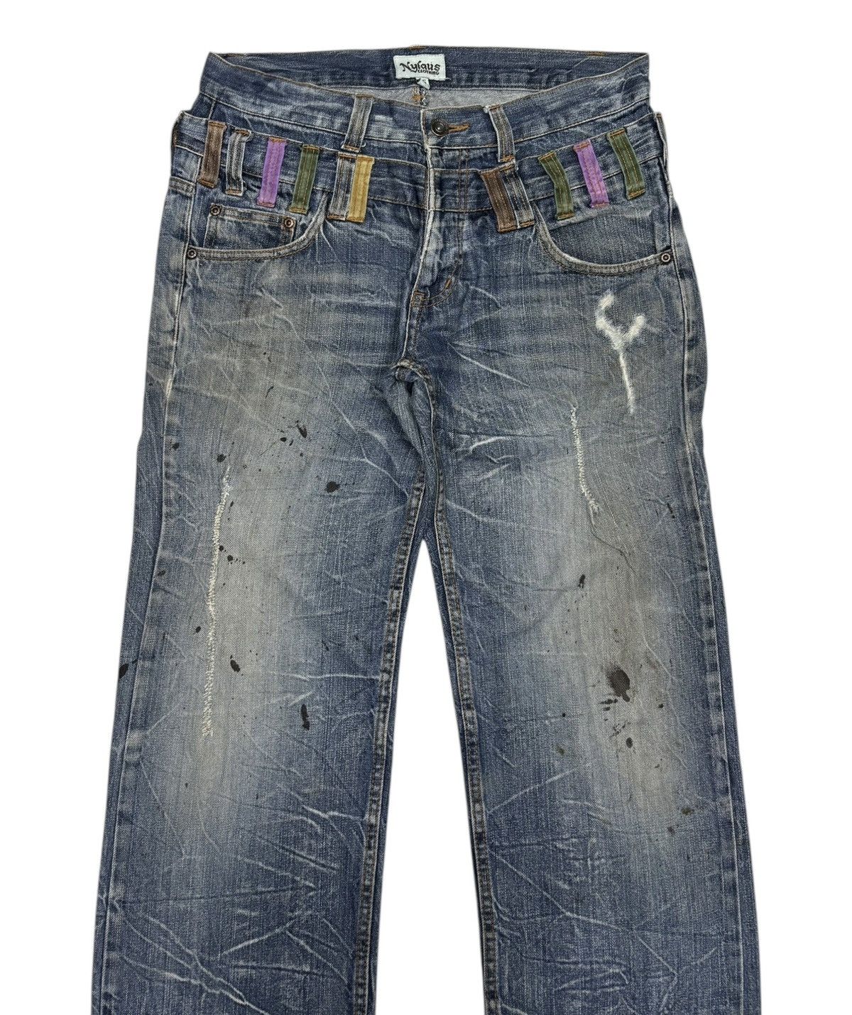 Other 🔥NYLAUS Clothing DOUBLE WAIST Punk Distressed Denim Jeans Size US 32 / EU 48 - 5 Thumbnail
