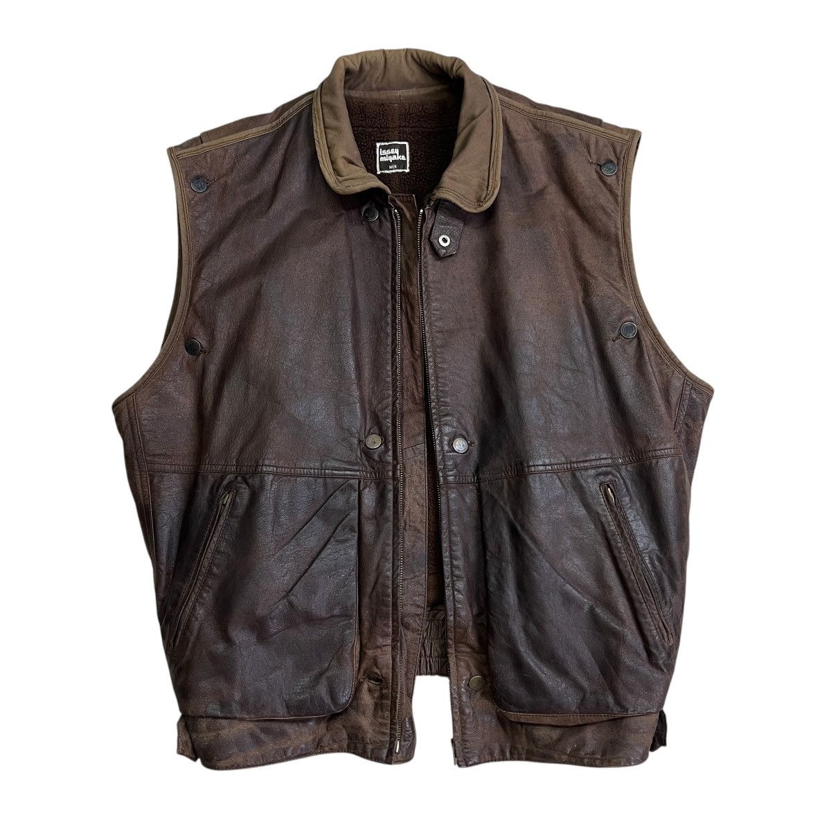 Issey Miyake 🔥 80s Issey Miyake Men Cargo Cowhide Leather shearling liner Size US M / EU 48-50 / 2 - 5 Thumbnail