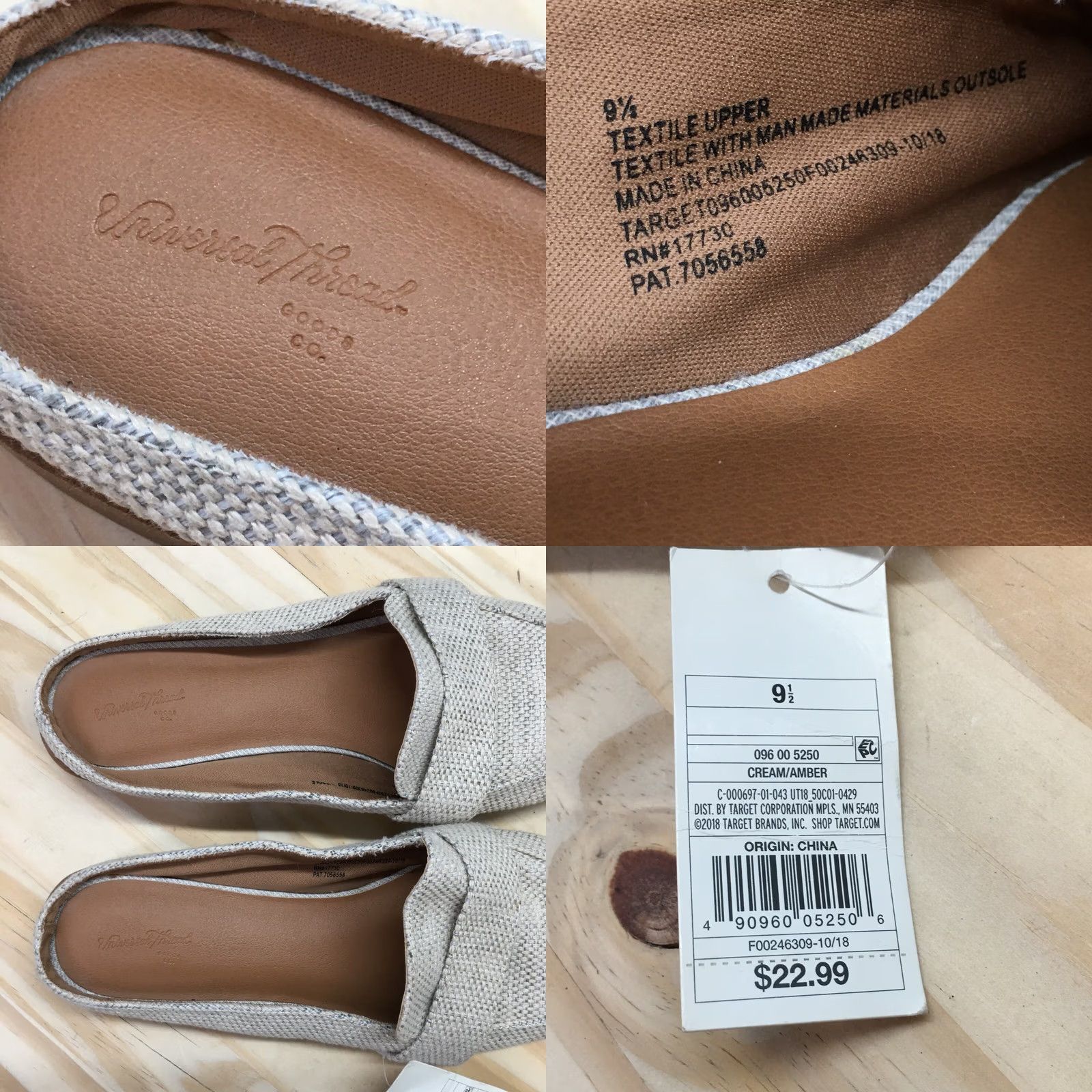 Vintage Universal Thread Sandals Womens 9.5 Beige Fabric Slip On NEW Size US 10 / IT 40 - 9 Thumbnail