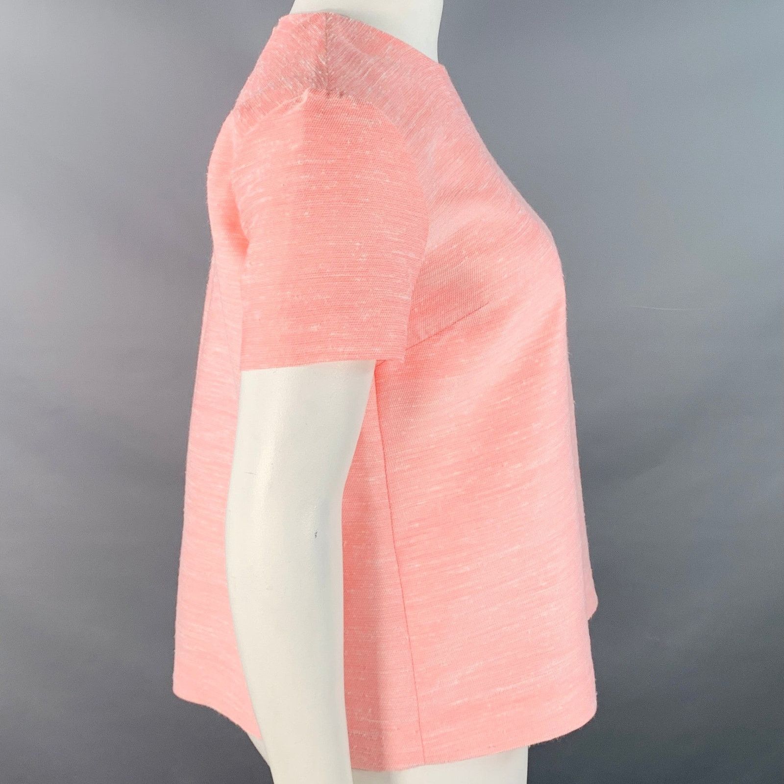 Stella McCartney STELLA McCARTNEY Pink Rayon Silk Textured Crew Neck Boxy Top Size L / US 10 / IT 46 - 2 Thumbnail