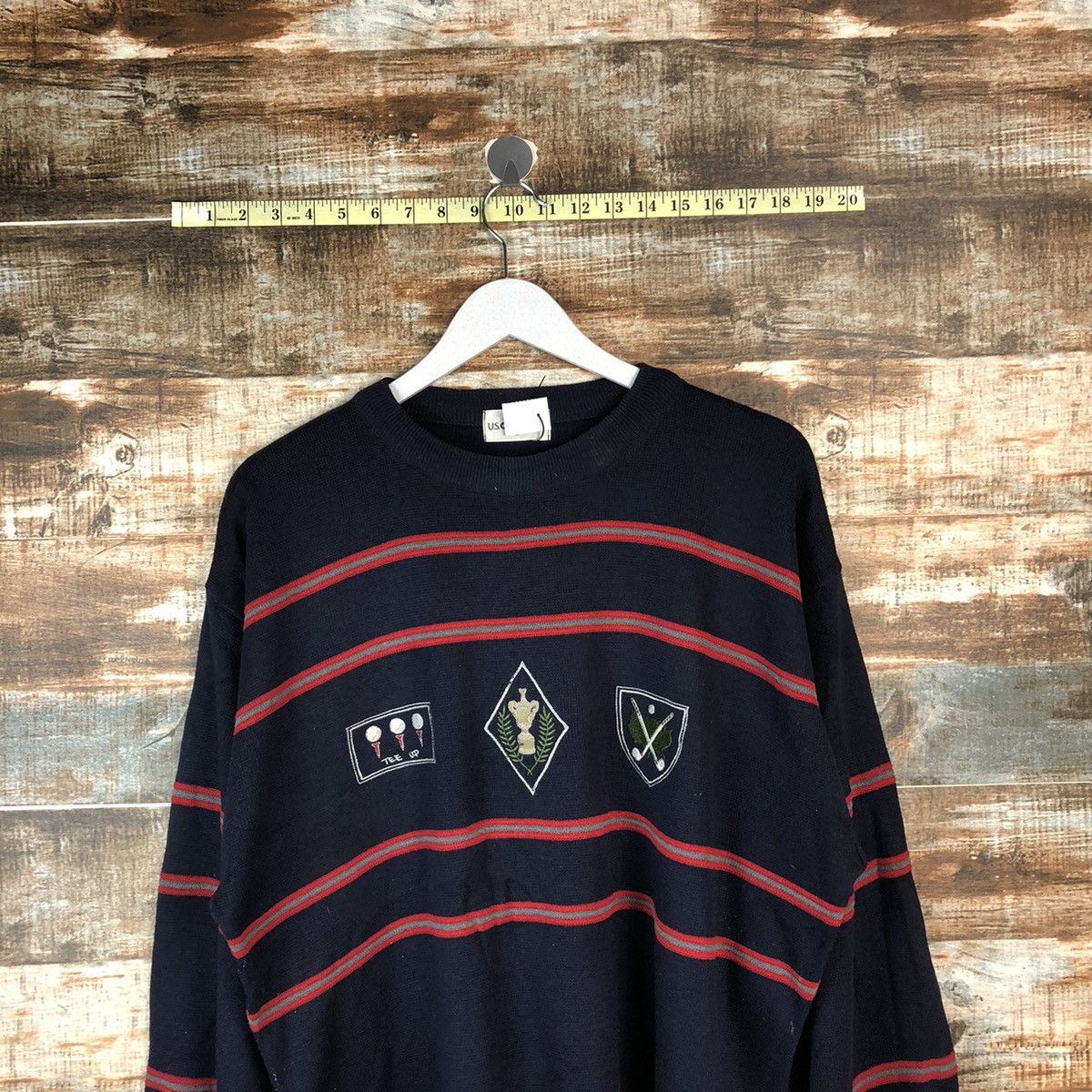 Homespun Knitwear × Japanese Brand US Pengolf Dark Blue Stripe Knitwear #A2061 Size US L / EU 52-54 / 3 - 2 Thumbnail