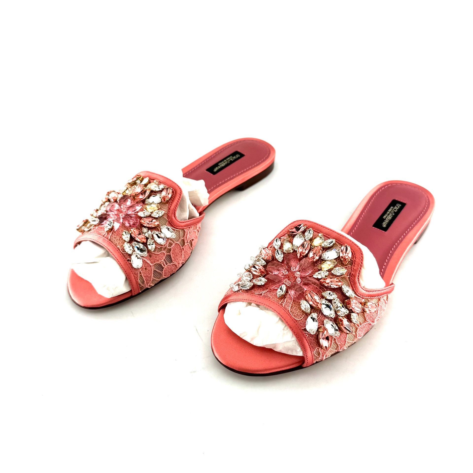 Dolce & Gabbana Dolce&Gabbana Red Leather Embroidered Slippers Size US 6 / IT 36 - 1 Thumbnail