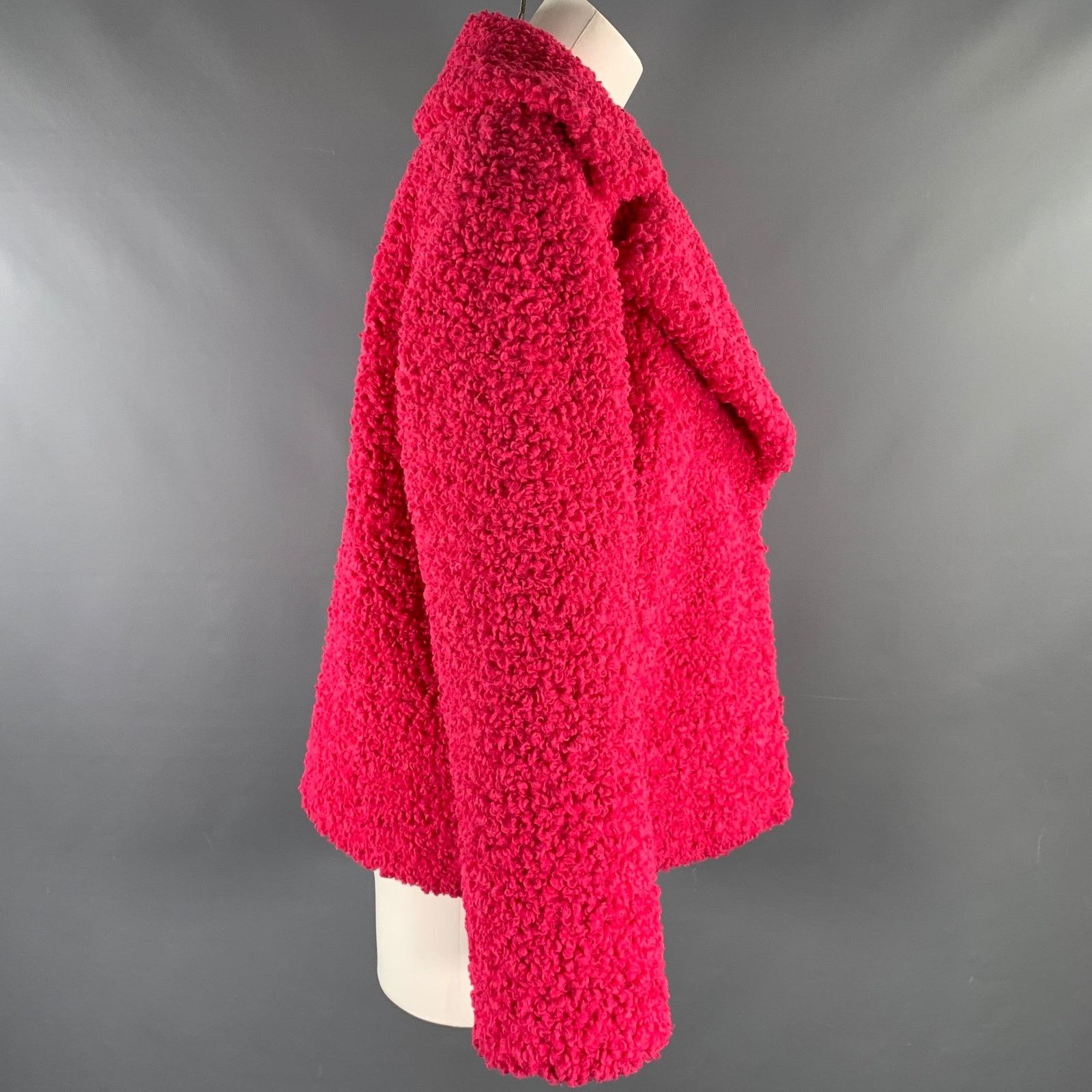 Alice + Olivia ALICE + OLIVIA M Pink Polyester Textured Faux Fur Jacket Size M / US 6-8 / IT 42-44 - 3 Thumbnail