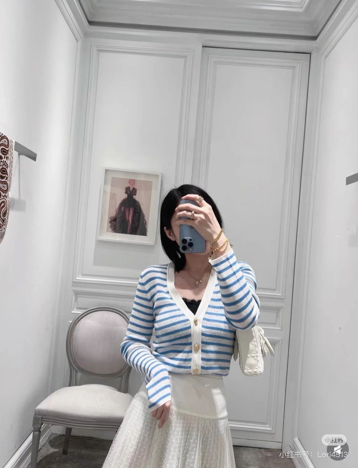 Dior Dior thin blue white stripe linen cardy 99 new FR38 Size S / US 4 / IT 40 - 9 Thumbnail