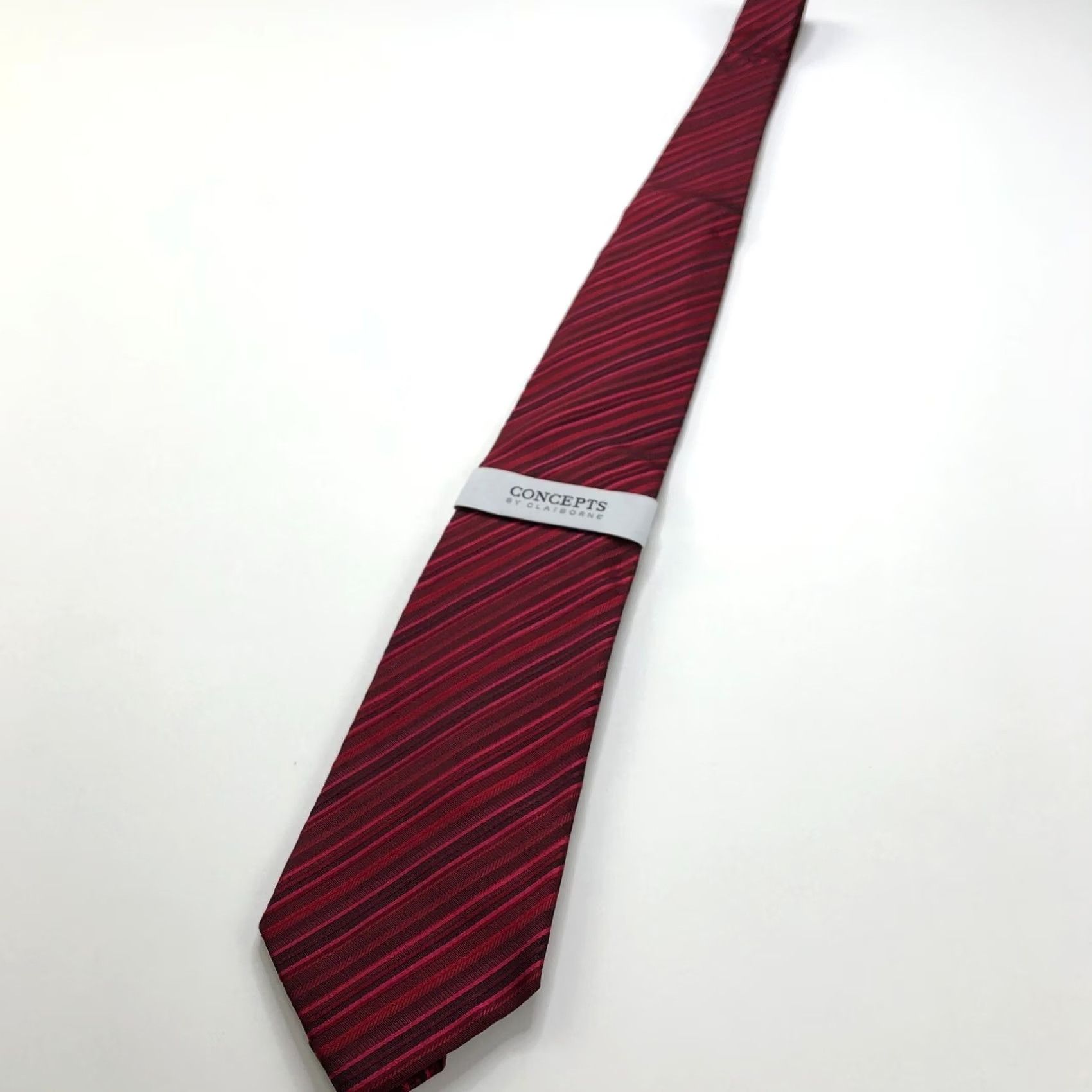 Liz Claiborne VINTAGE Claiborne Tie Mens 100% Silk Red Striped 3.5" / 57 In Adult Size ONE SIZE - 3 Thumbnail
