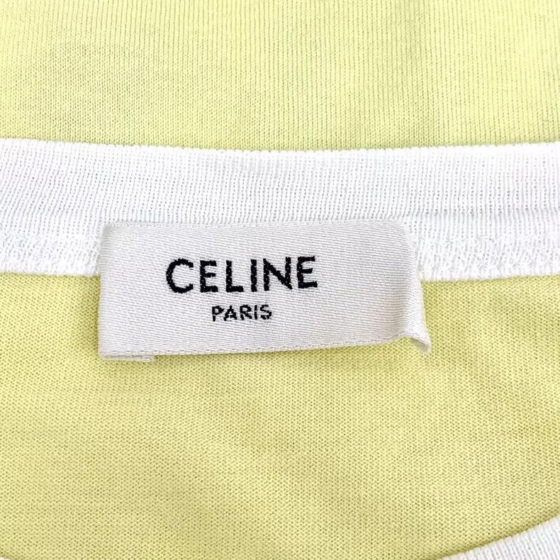 Celine Celine Yellow Logo Cotton Short Sleeve TShirt Size S / US 4 / IT 40 - 6 Thumbnail