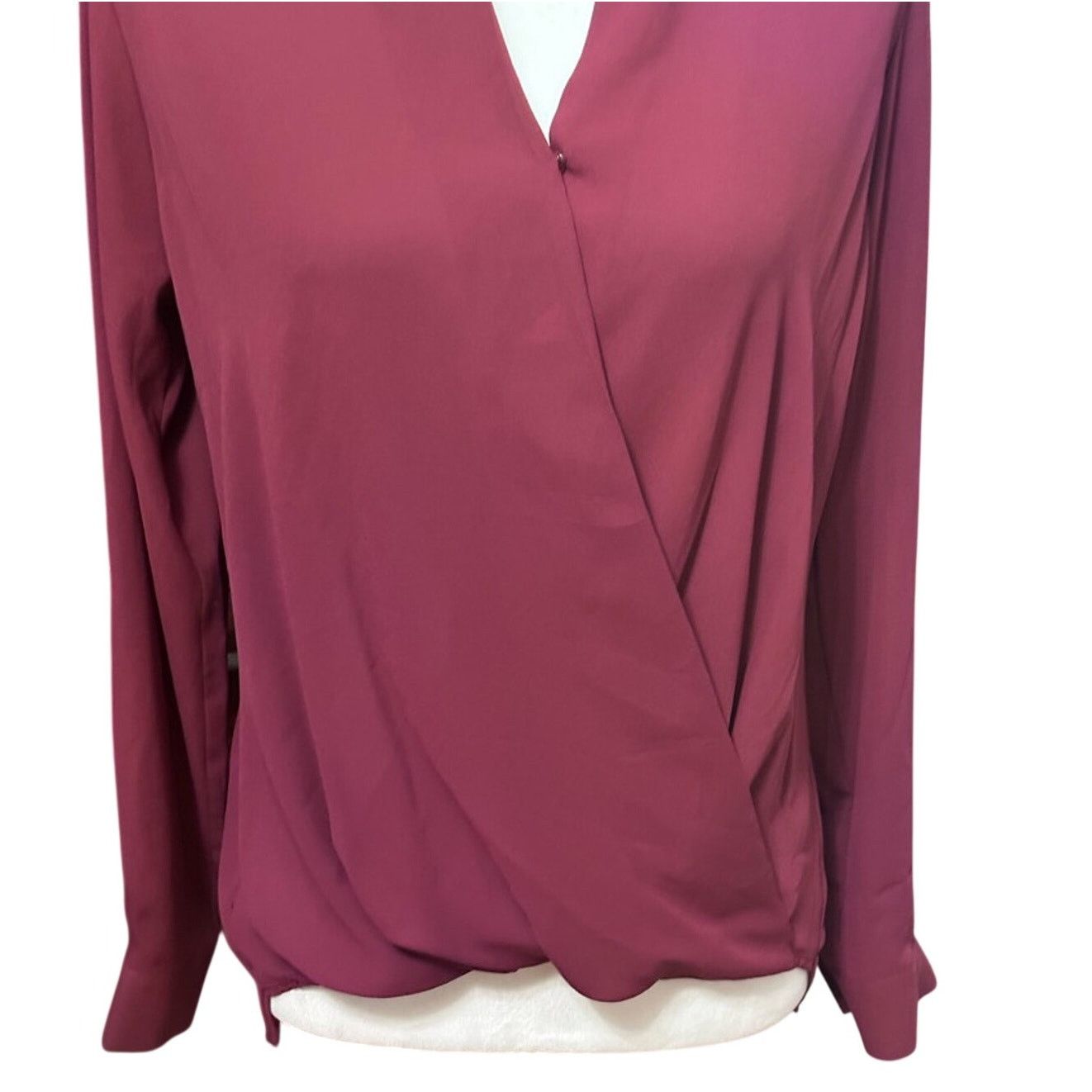 Other Pleione Blouse Purple Crepe Long Sleeve V Neck Faux Wrap XS Size XS / US 0-2 / IT 36-38 - 3 Thumbnail