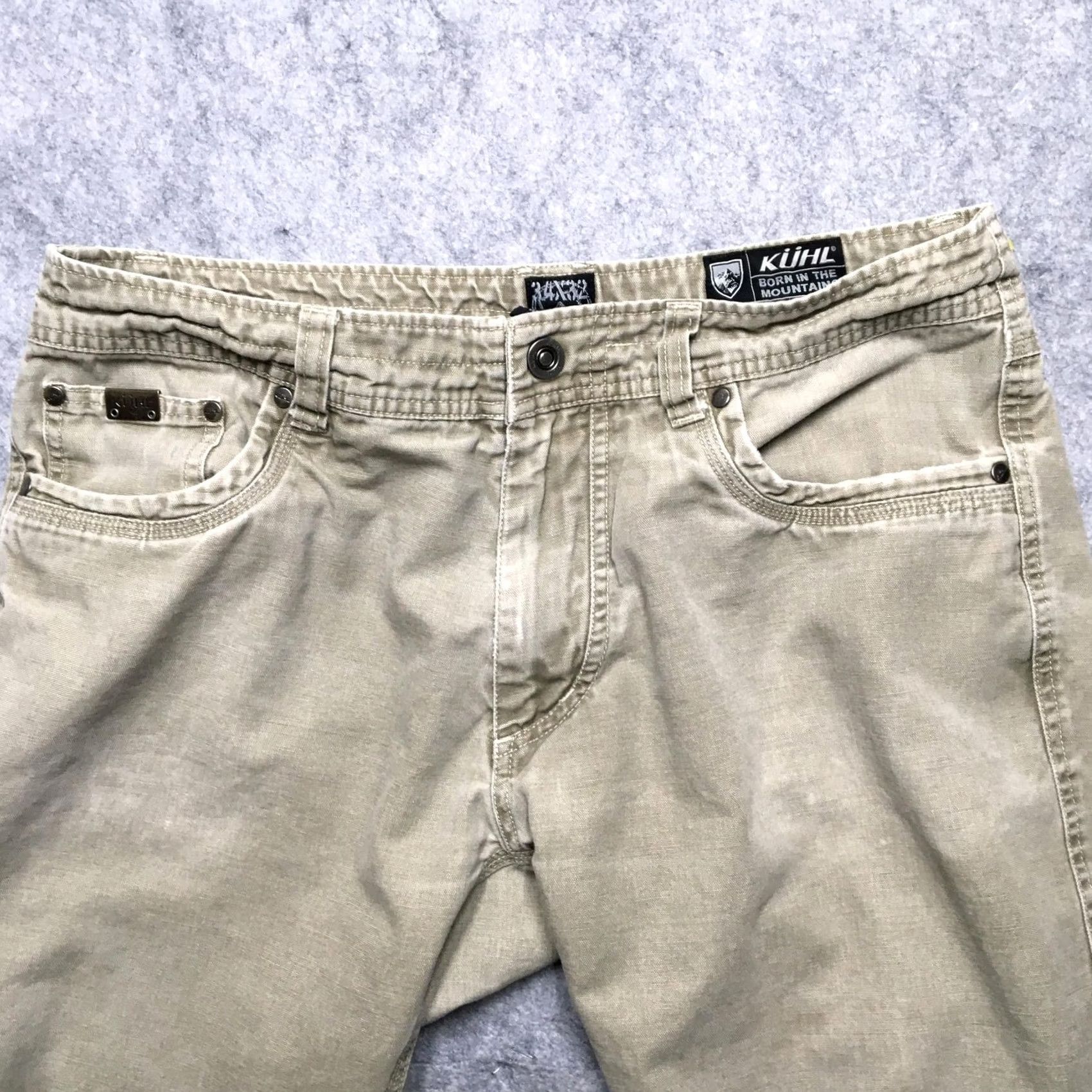 Vintage Kuhl Outkast Pants Mens 34x32 Beige Canvas Relaxed Straight Leg Front Zip Pocket 5-Pocket Size US 34 / EU 50 - 4 Thumbnail