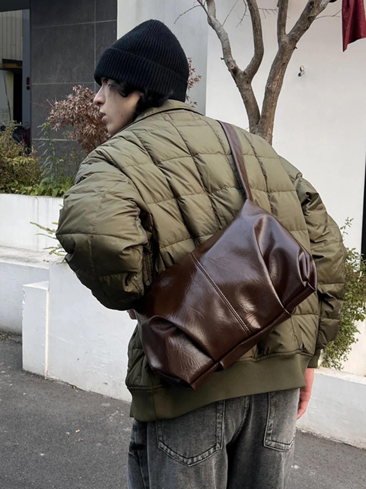 Leather Brown Leather Shoulder Bag, Soft Slouchy Tote Bag Size ONE SIZE - 1 Thumbnail