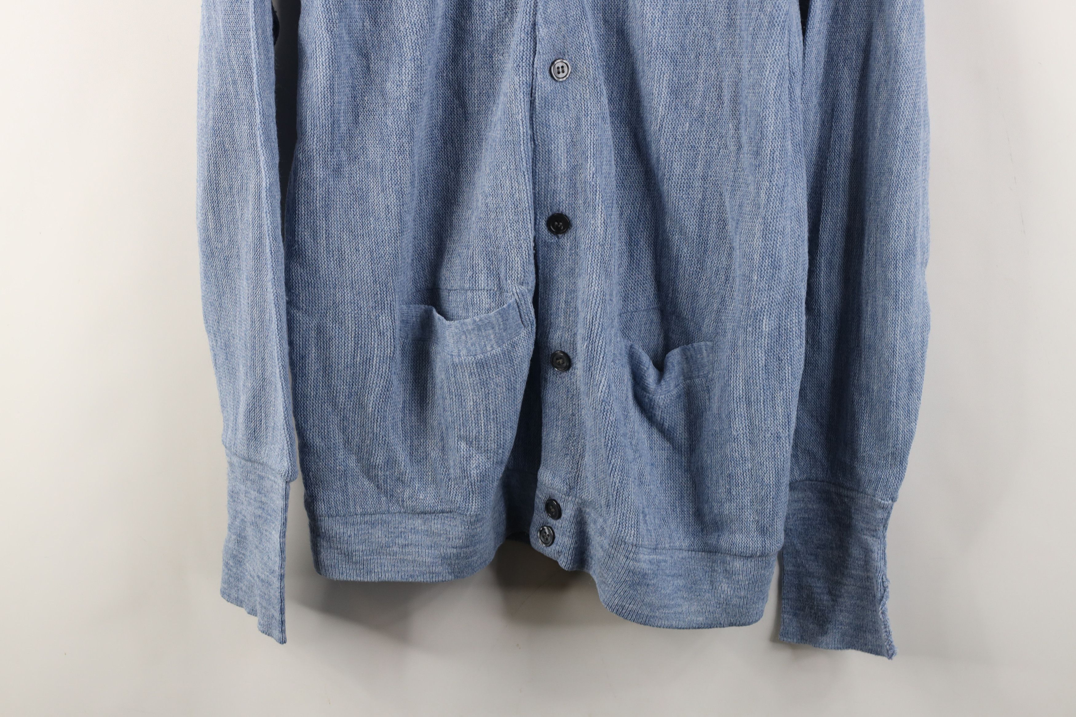 Vintage Vintage 90s Streetwear Ribbed Knit Cardigan Sweater Blue USA Size US S / EU 44-46 / 1 - 3 Thumbnail