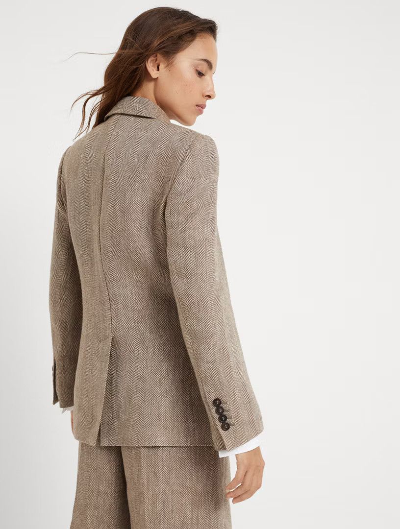 Brunello Cucinelli o1la1rc1a0425 Woven Jacket Wool in Tobacco Size L / US 10 / IT 46 - 3 Thumbnail