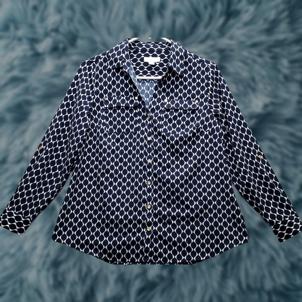 Charter Club Charter Club Shirt Womens PS Multicolor Diamond Roll Tab Button-Up Size S / US 4 / IT 40 - 1 Thumbnail