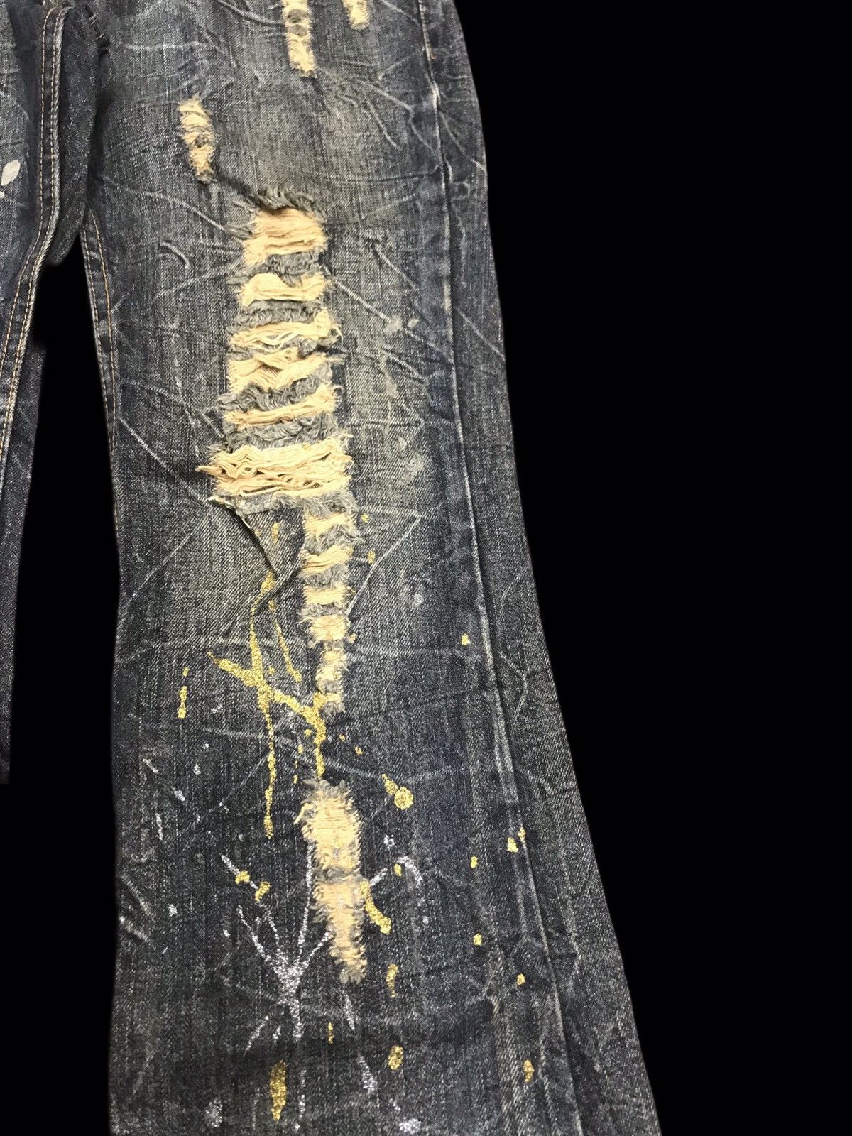 Seditionaries 💥FLARE💥K.U.I Distressed Painter Flare Denim F143 Size US 33 - 9 Thumbnail