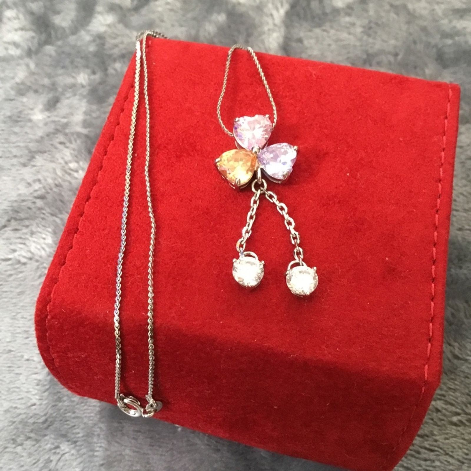 Other Silver Muilti-Crystal Hearts Necklace Size ONE SIZE - 2 Thumbnail