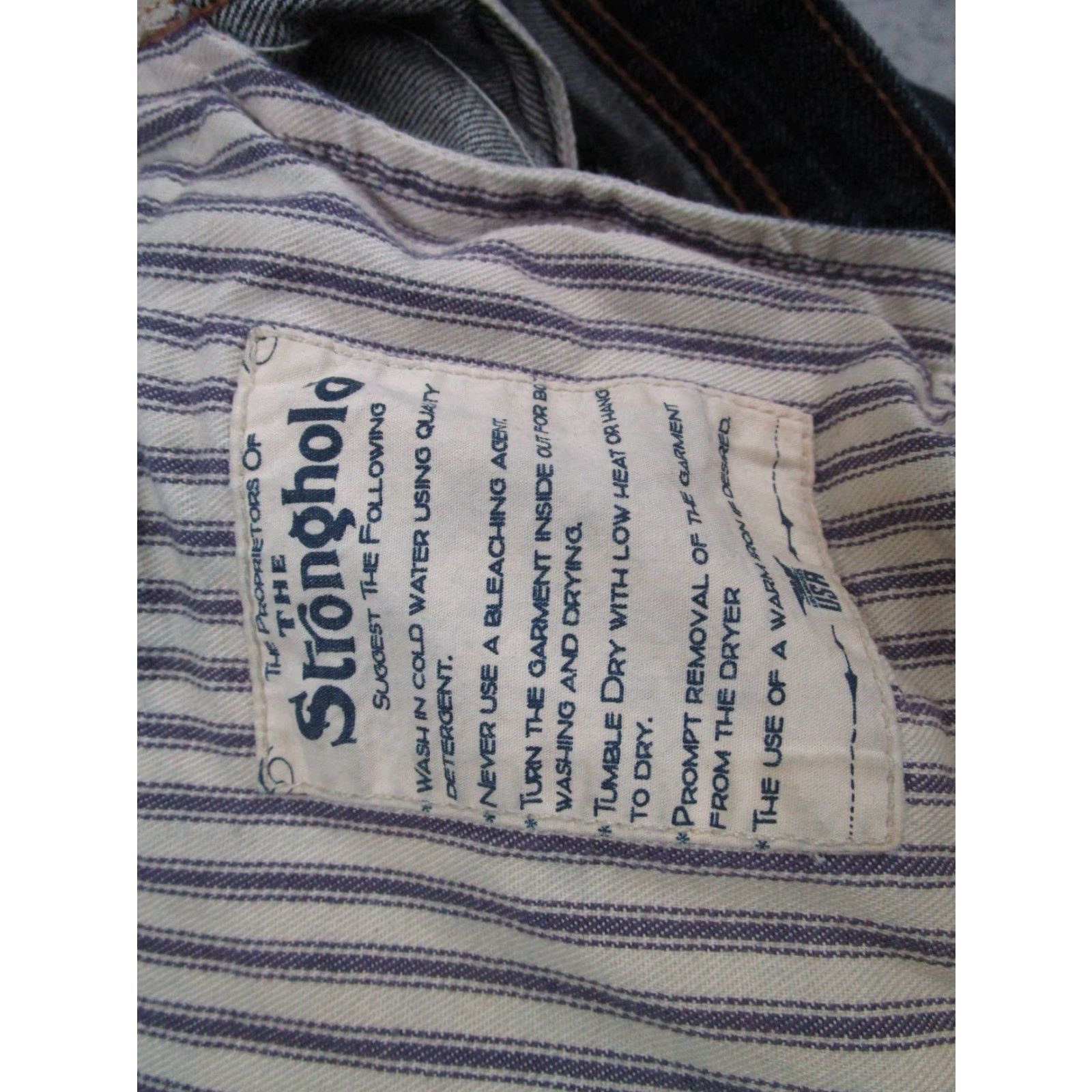 Denime Stronghold Jeans 33x31 Dark Blue Selvedge Denim Button Fly USA Cotton Mens Size US 33 - 6 Thumbnail