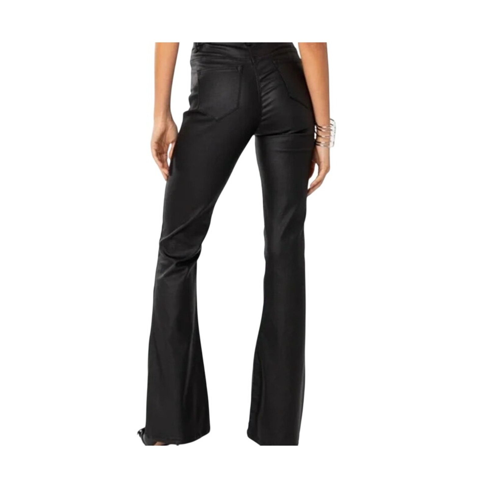 Other Edikted Luna Faux Leather Flare Pants Black High Rise Small Size 26" / US 2 / IT 38 - 3 Thumbnail